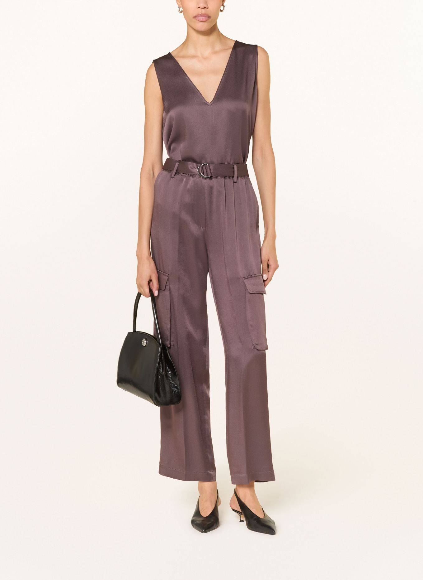 ANTONELLI firenze Satinové halenkové tričko BERGAMO: ČERNOŠEDÁ