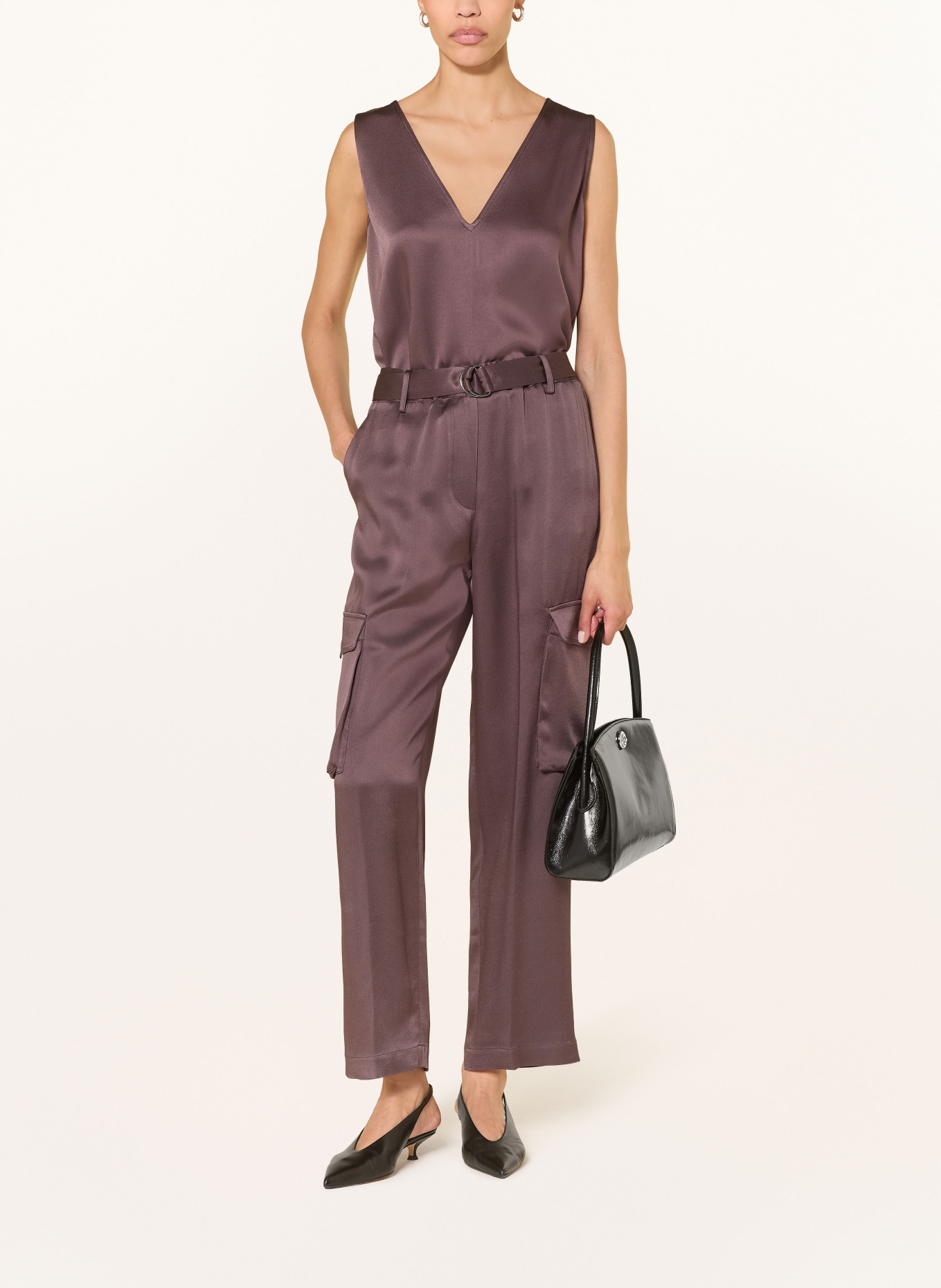 ANTONELLI firenze Cargové kalhoty ze saténu: ČERNOŠEDÁ