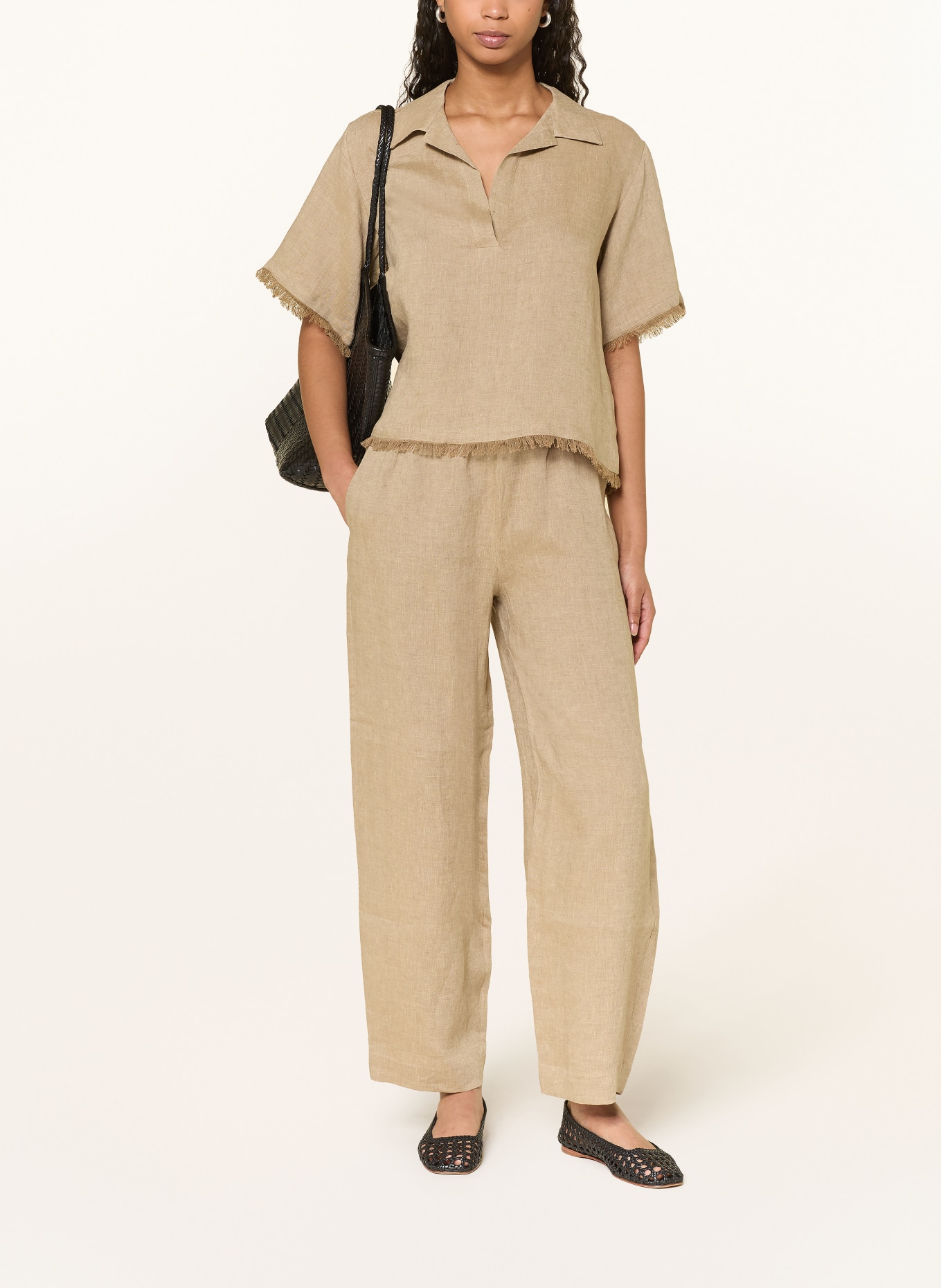 ANTONELLI firenze SVEZIA linen wide-leg pants: CAMEL