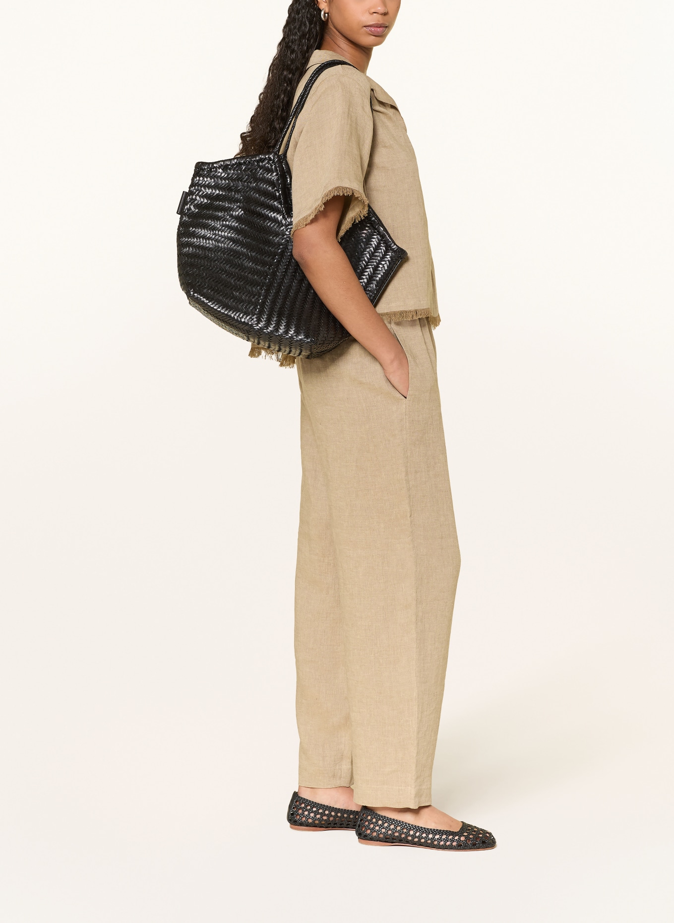 ANTONELLI firenze SVEZIA linen wide-leg pants: CAMEL