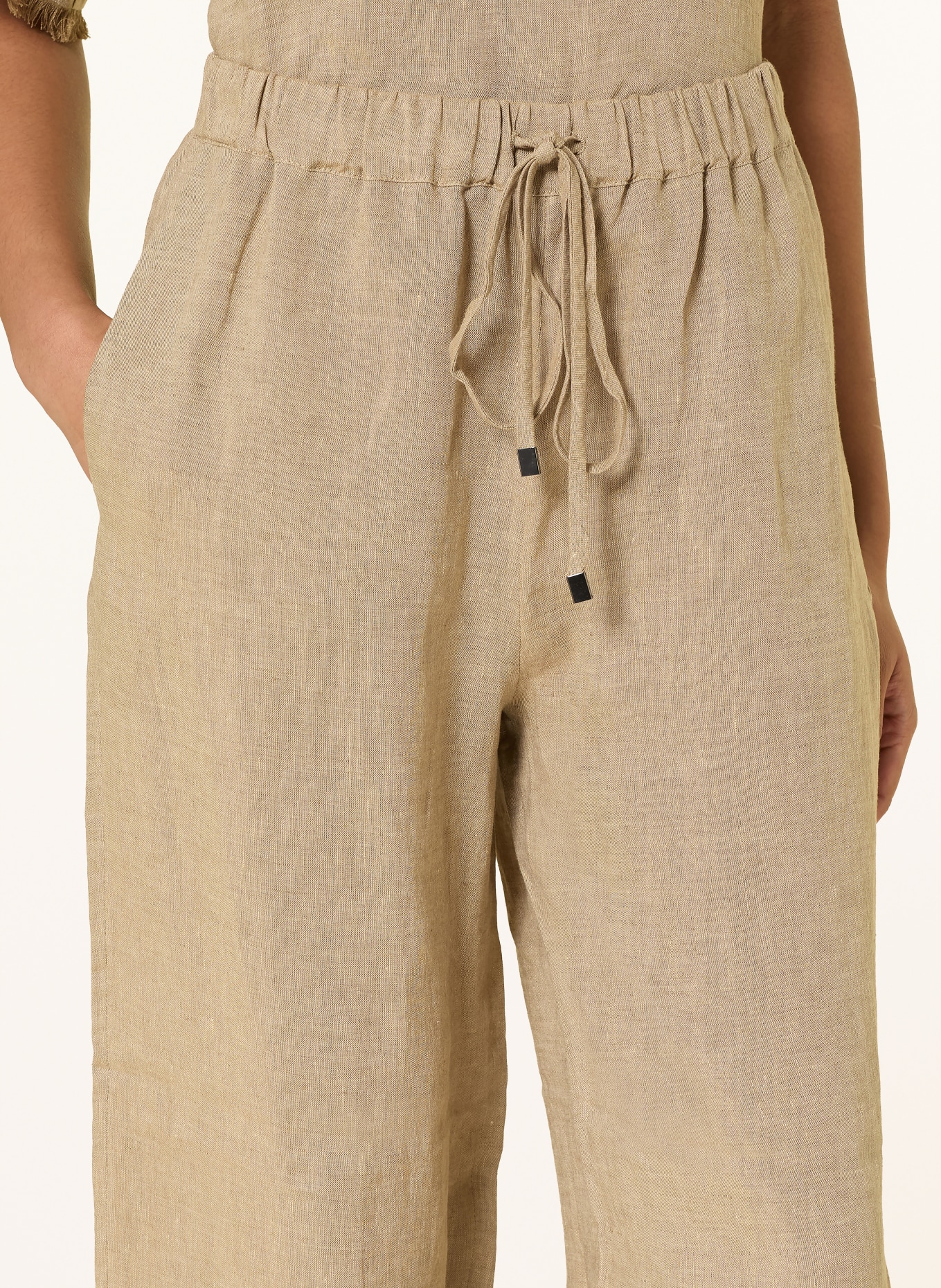 ANTONELLI firenze SVEZIA linen wide-leg pants: CAMEL