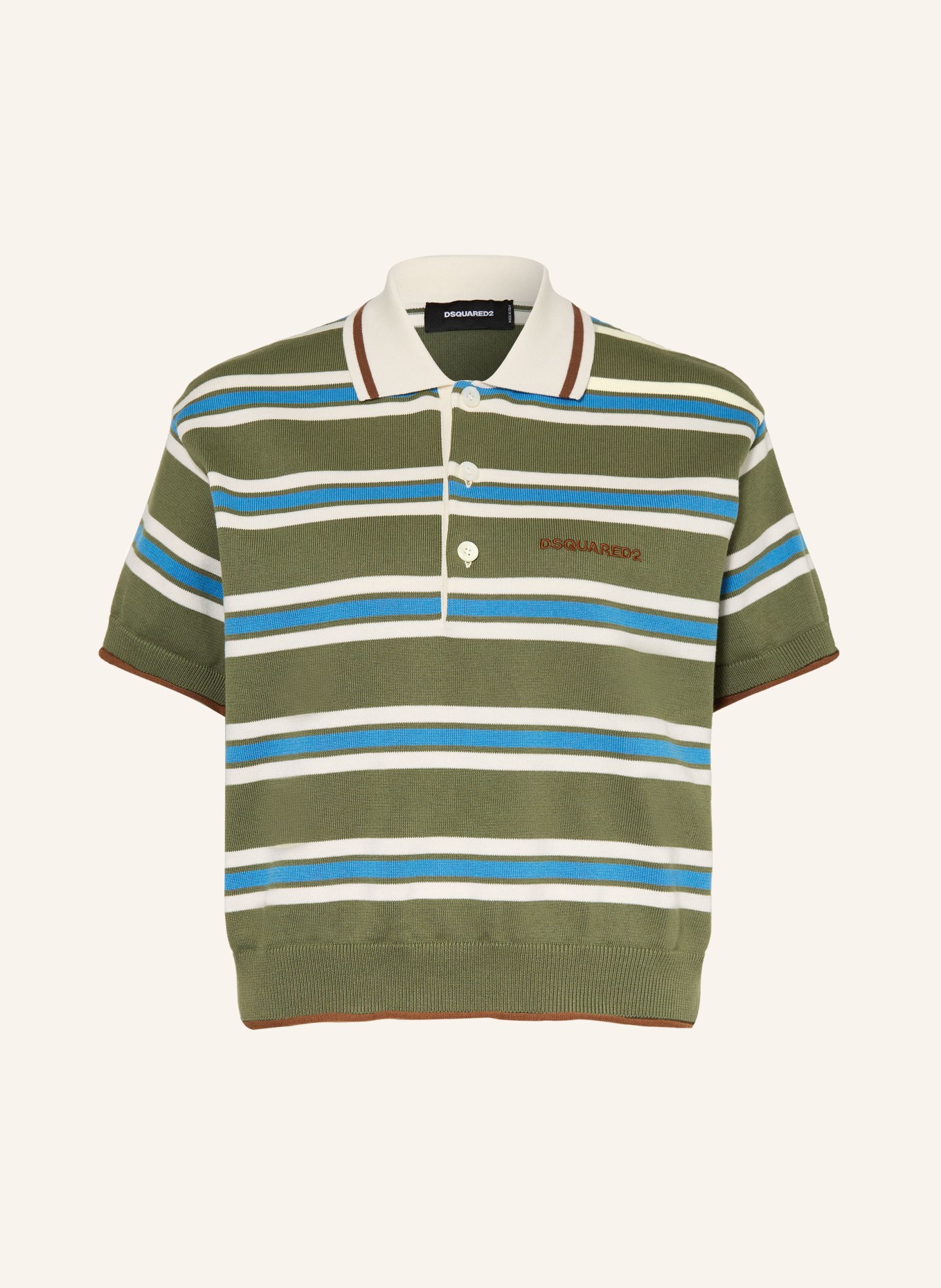 DSQUARED2 Gebreid poloshirt: GROEN / BRUIN / BLAUW