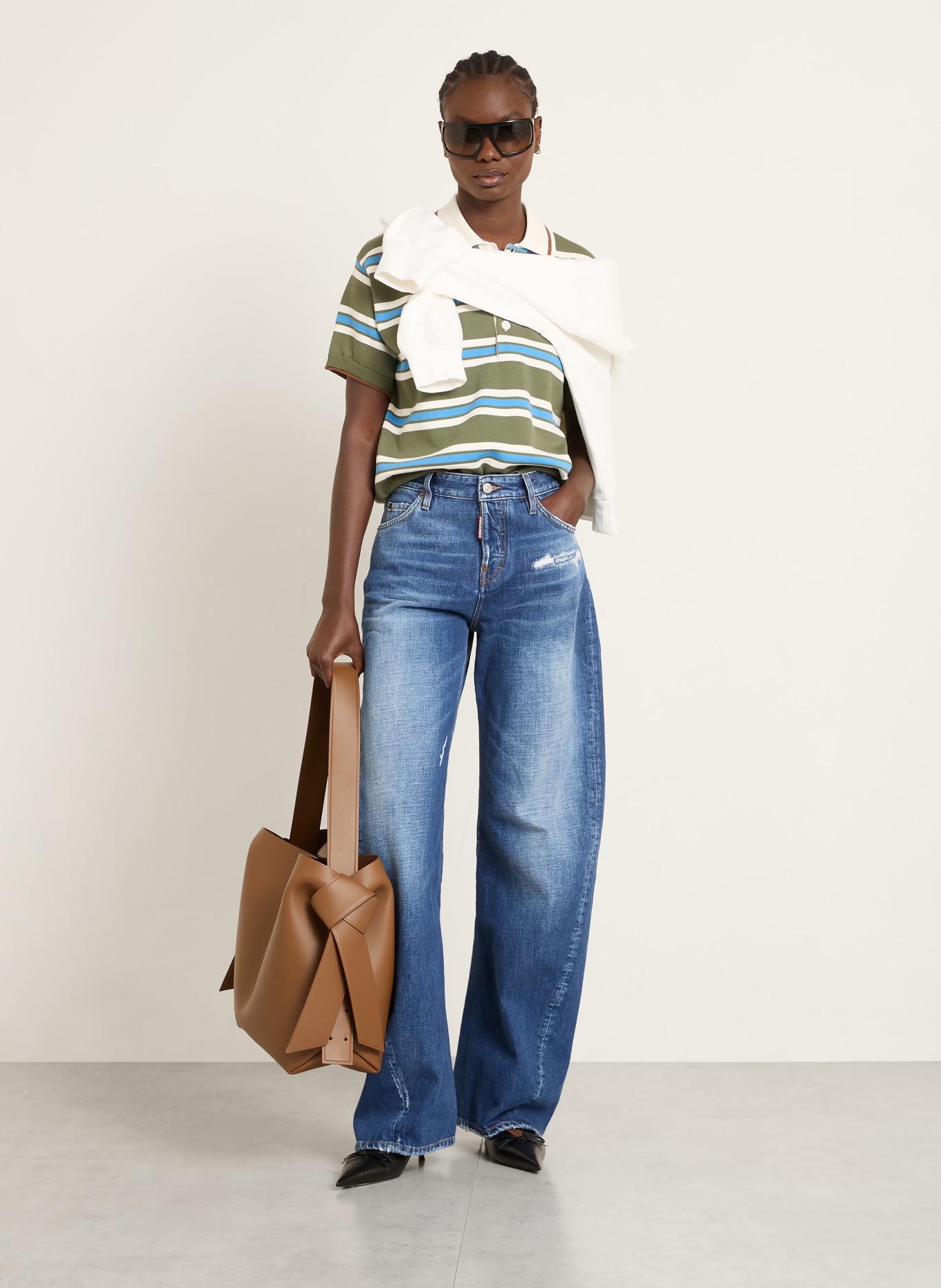 DSQUARED2 Gebreid poloshirt: GROEN / BRUIN / BLAUW