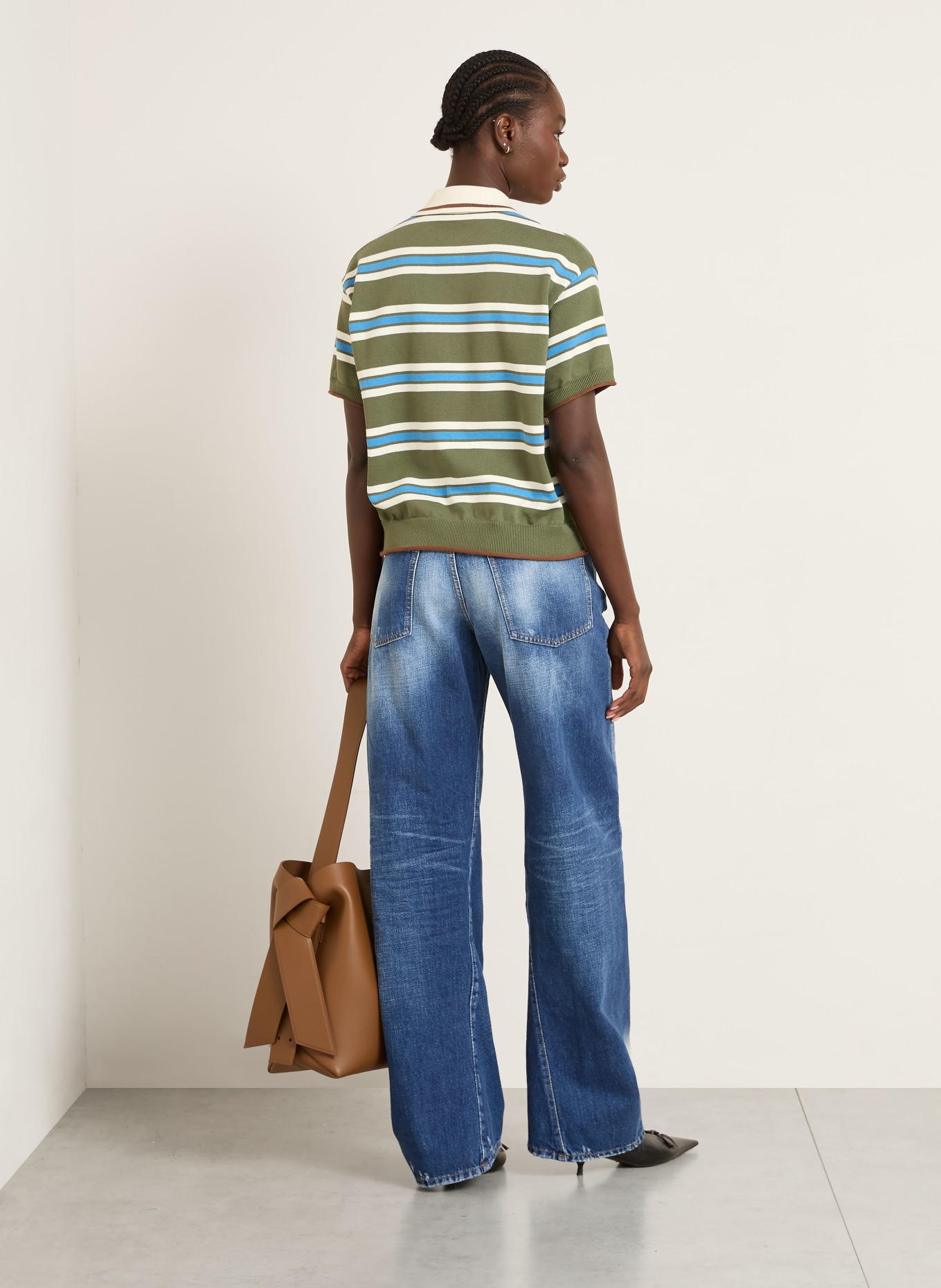 DSQUARED2 Gebreid poloshirt: GROEN / BRUIN / BLAUW