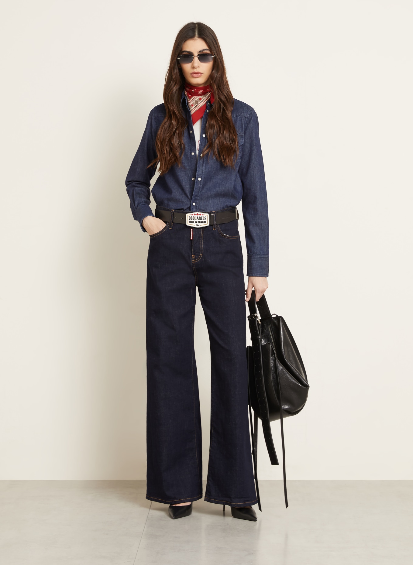 DSQUARED2 Wide Leg Jeans: 470 NAVY BLUE