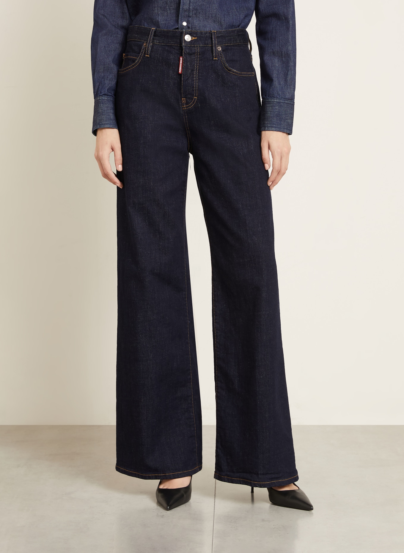 DSQUARED2 Wide Leg Jeans: 470 NAVY BLUE