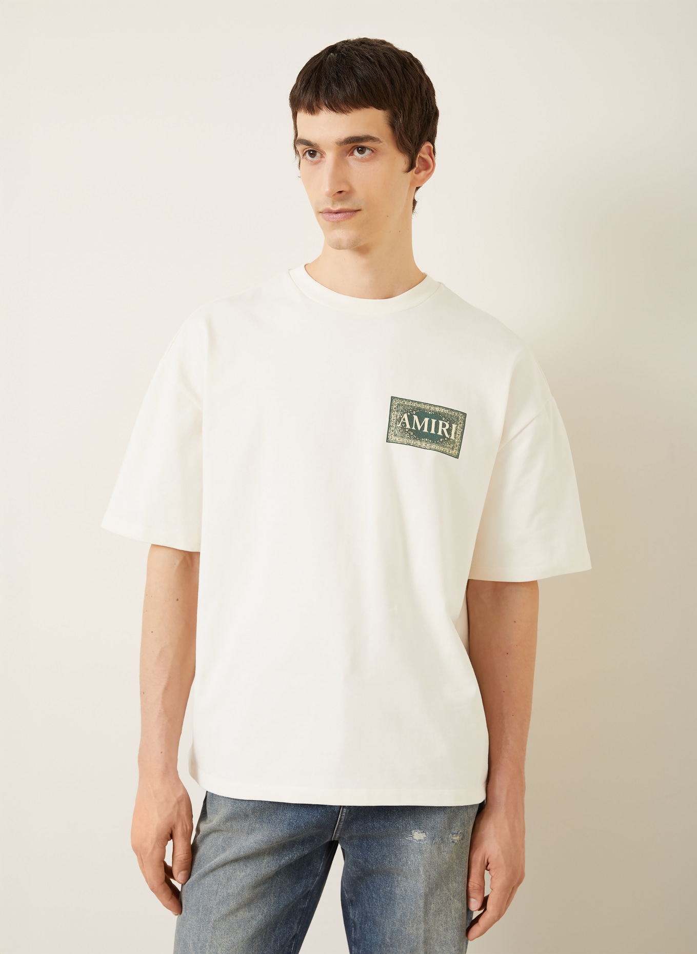 AMIRI T-Shirt: CREME / GRÜN