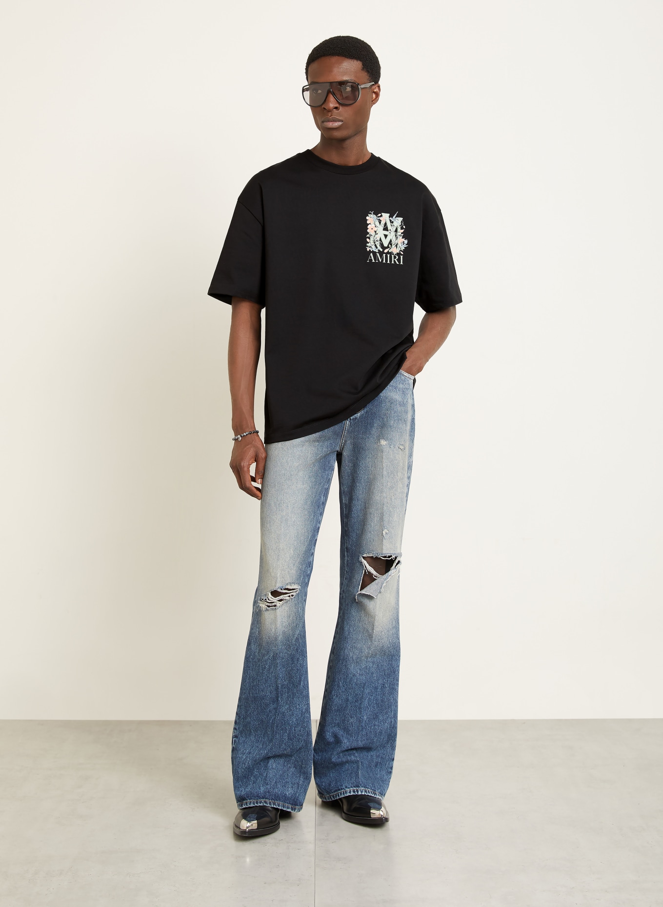 AMIRI T-Shirt: SCHWARZ / LACHS / HELLGRÜN