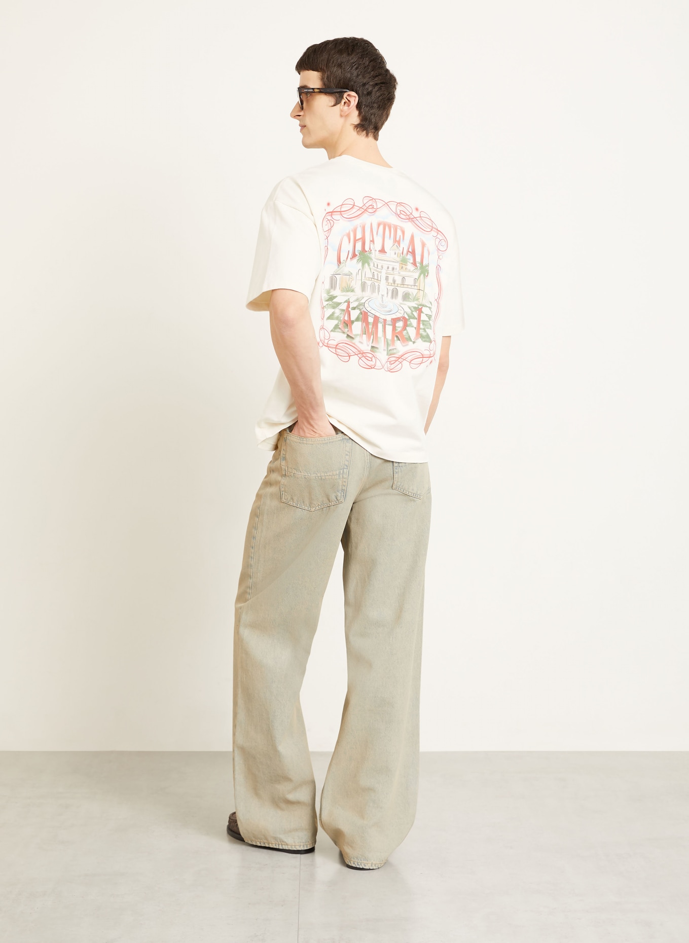 AMIRI koszulka: ECRU / CZERWONY / NIEBIESKI