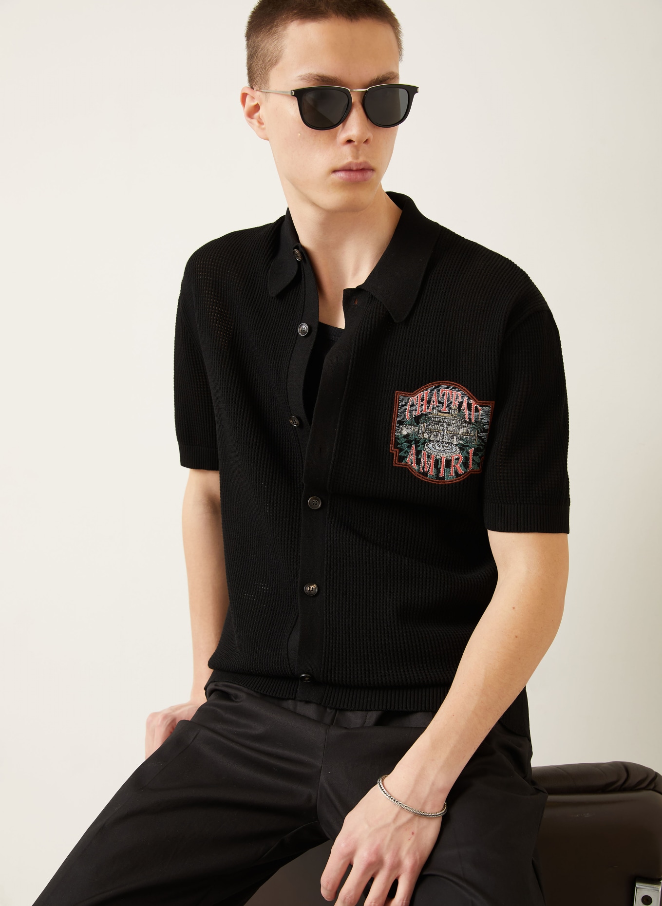 AMIRI Kurzarm-Hemd Comfort Fit: SCHWARZ / HELLROT / DUNKELGRÜN