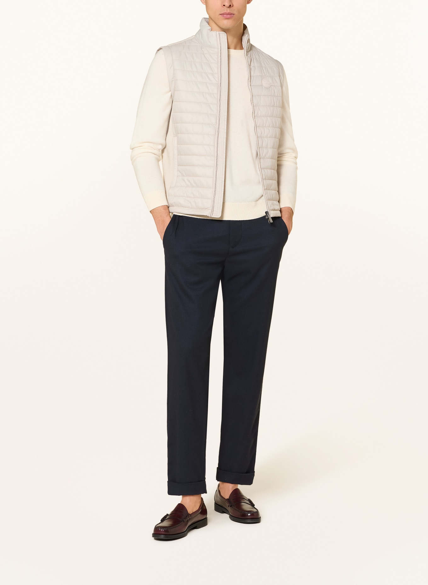 COLMAR Quilted vest in a mix of materials: BEIGE