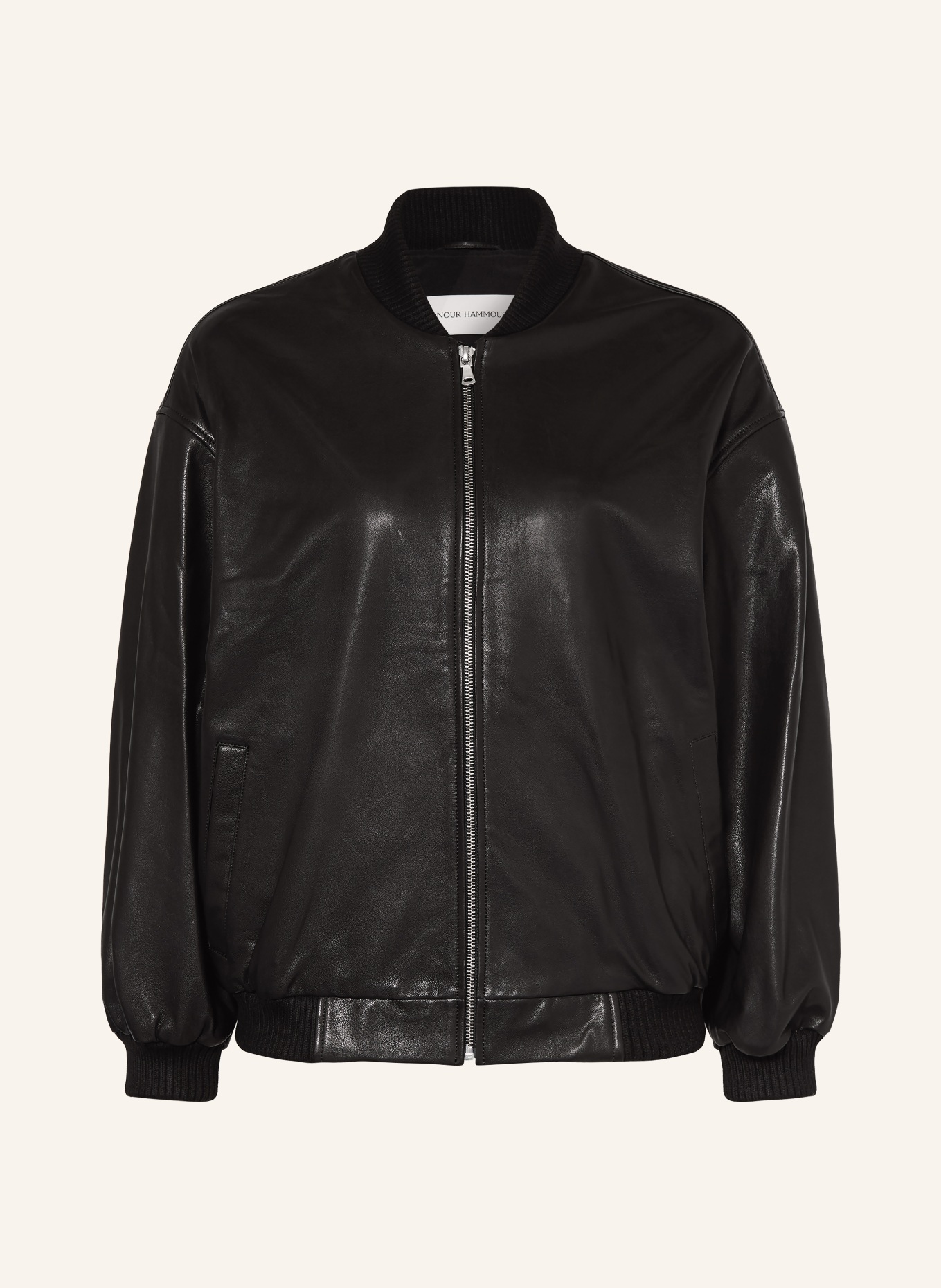 NOUR HAMMOUR MARLY leather jacket: BLACK