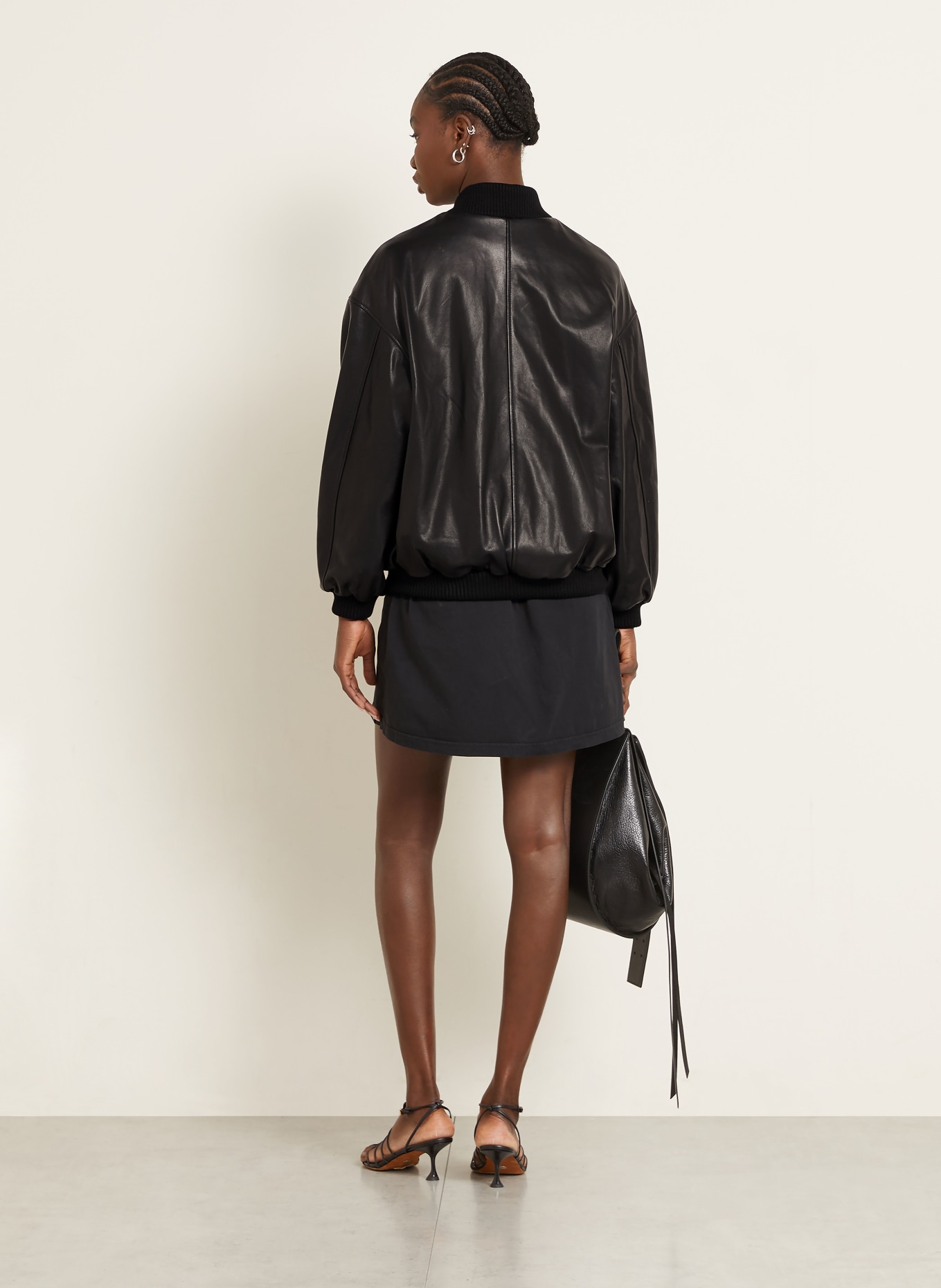 NOUR HAMMOUR MARLY leather jacket: BLACK