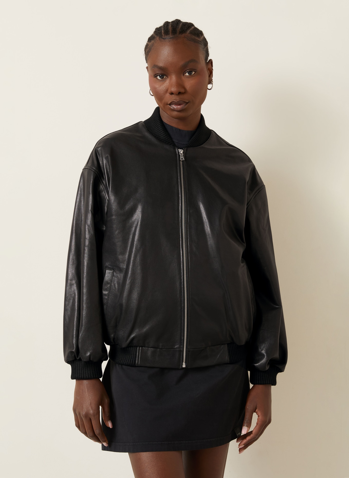 NOUR HAMMOUR MARLY leather jacket: BLACK