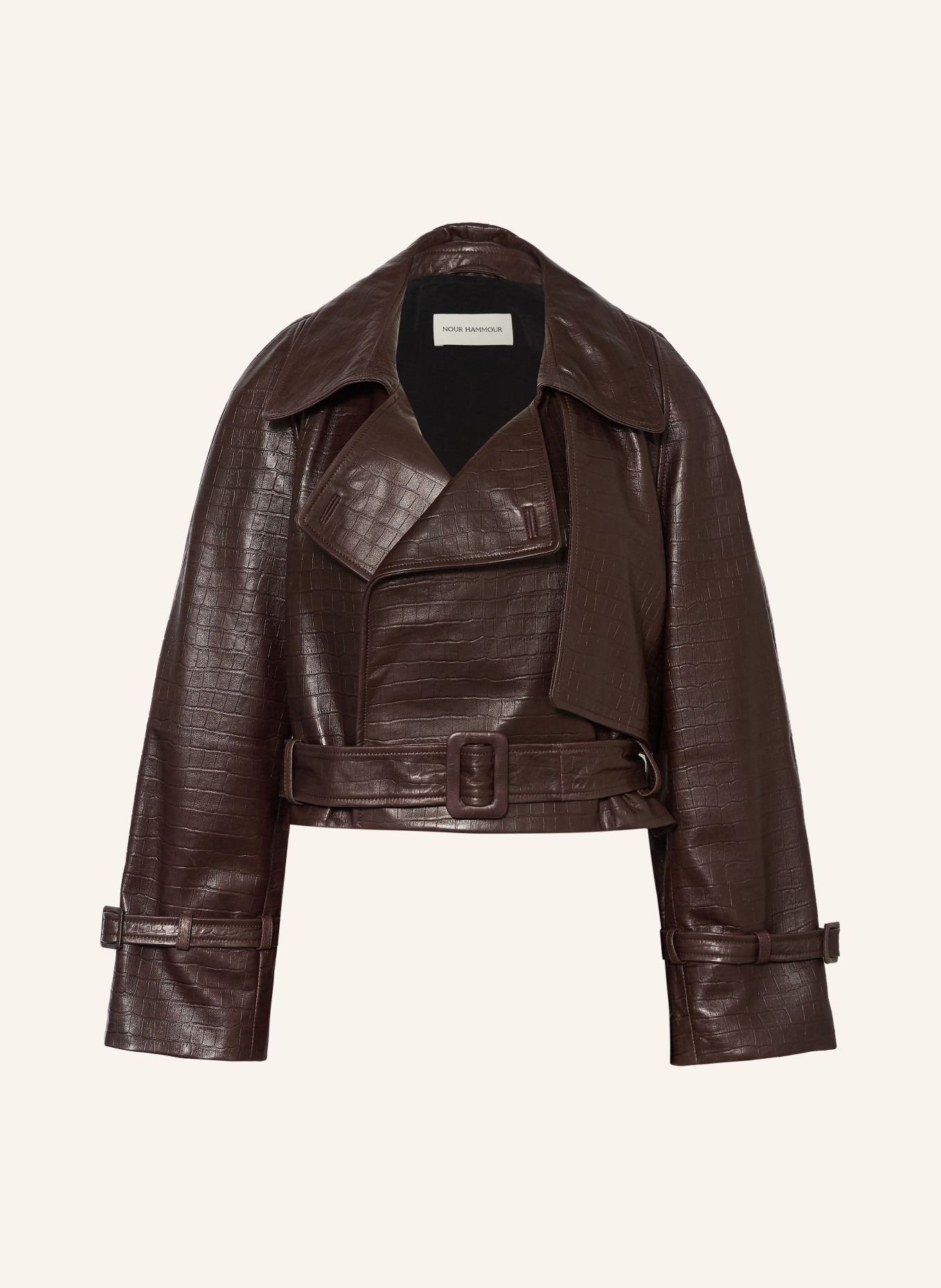NOUR HAMMOUR Lederjacke HATTI: DUNKELBRAUN