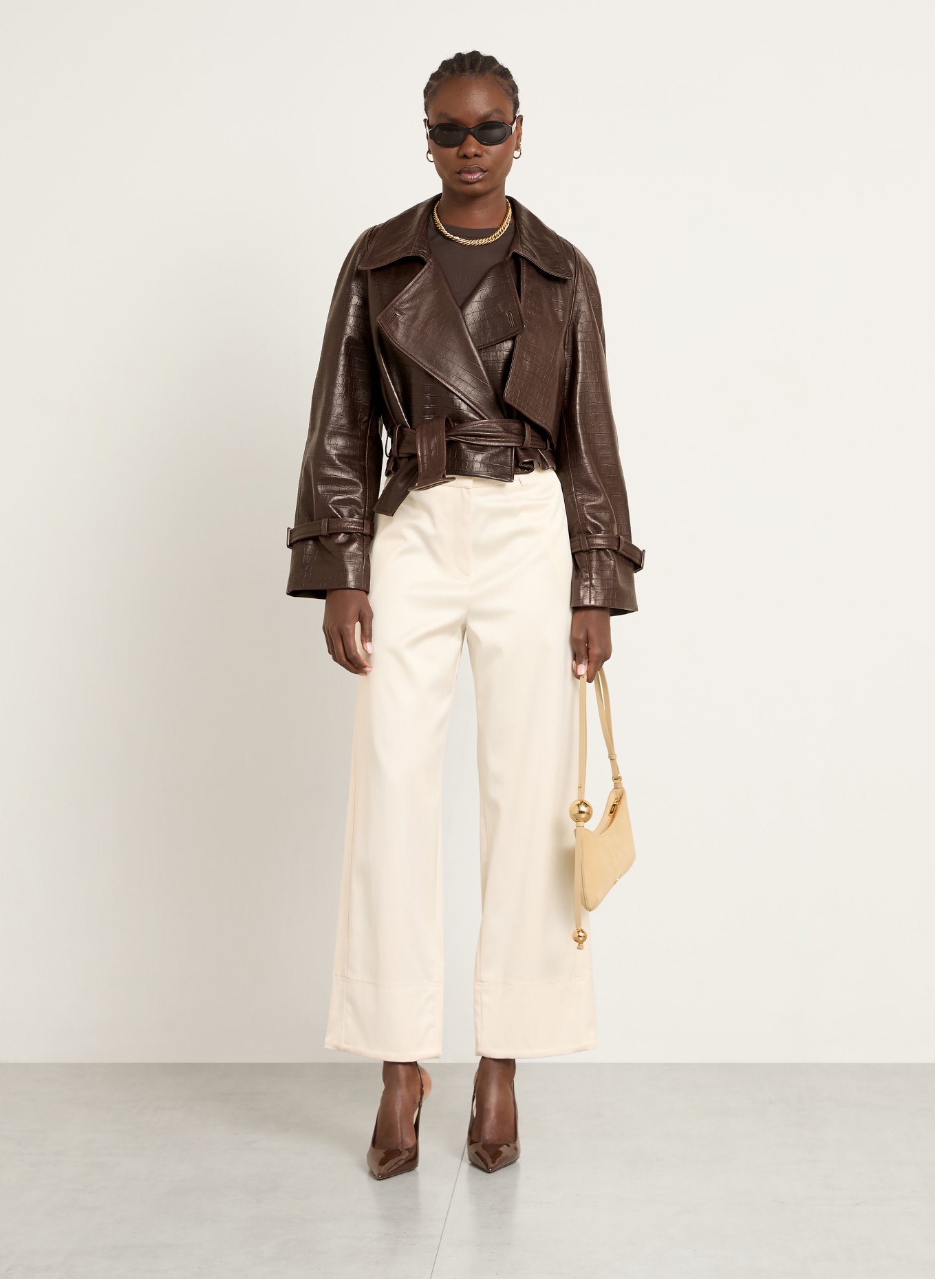 NOUR HAMMOUR Lederjacke HATTI: DUNKELBRAUN