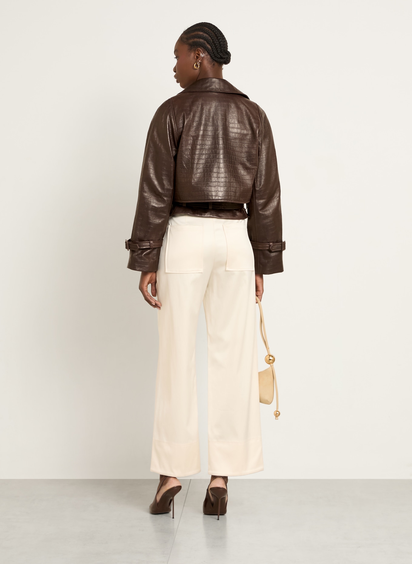 NOUR HAMMOUR Lederjacke HATTI: DUNKELBRAUN