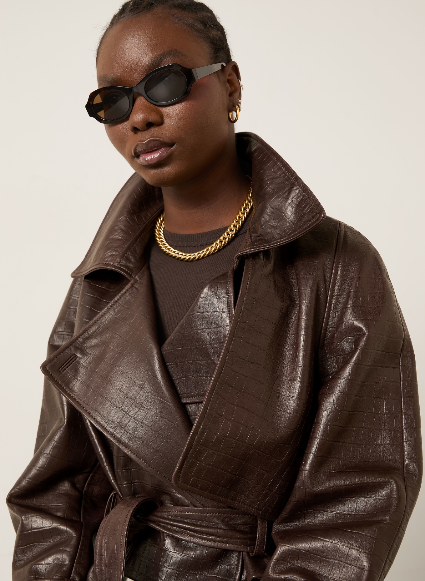 NOUR HAMMOUR Lederjacke HATTI: DUNKELBRAUN