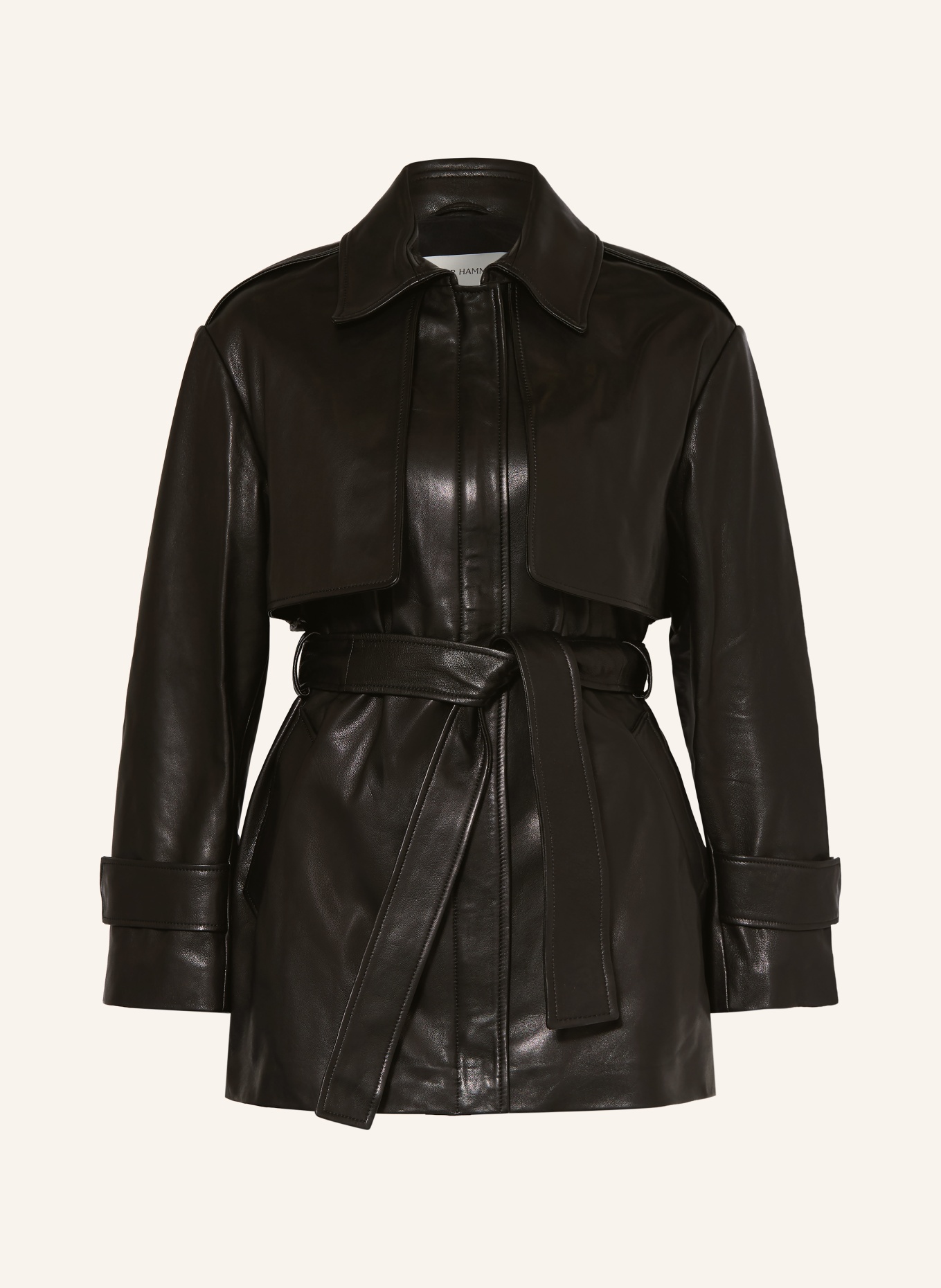 NOUR HAMMOUR Trench-Jacke PRIYA aus Leder: SCHWARZ