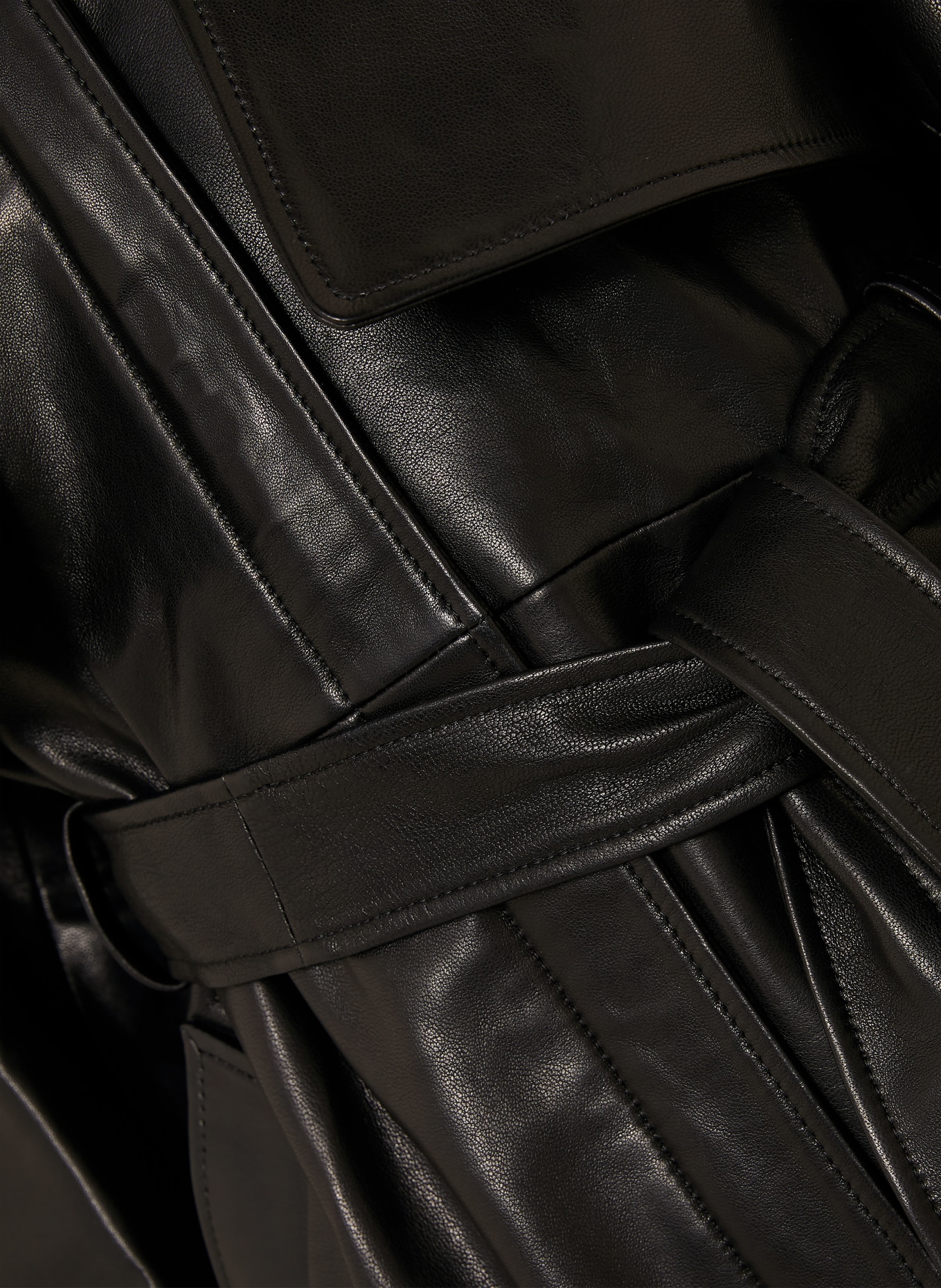 NOUR HAMMOUR Trench-Jacke PRIYA aus Leder: SCHWARZ