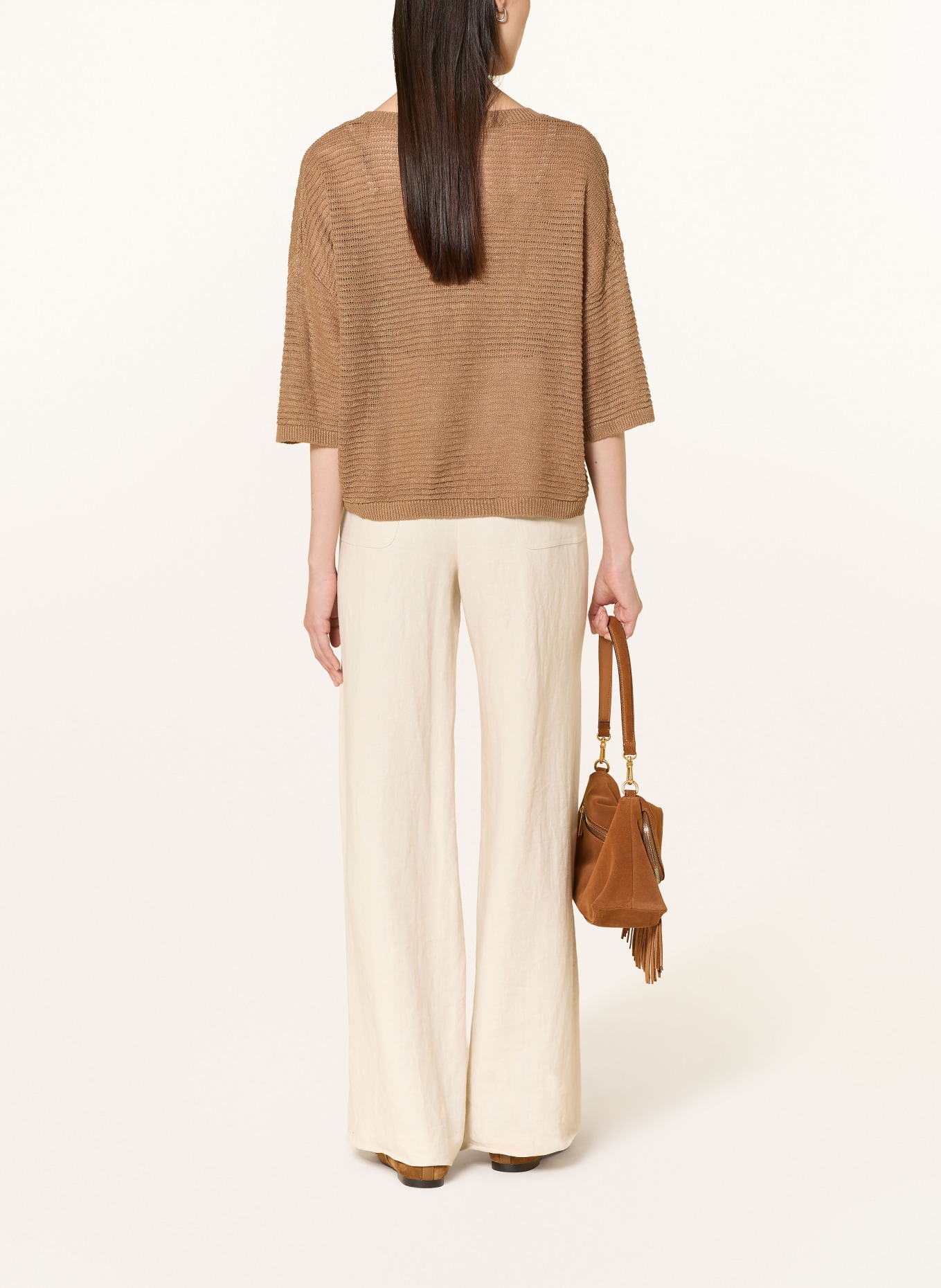 darling harbour T-shirt en lin tricoté: CAPPUCCINO