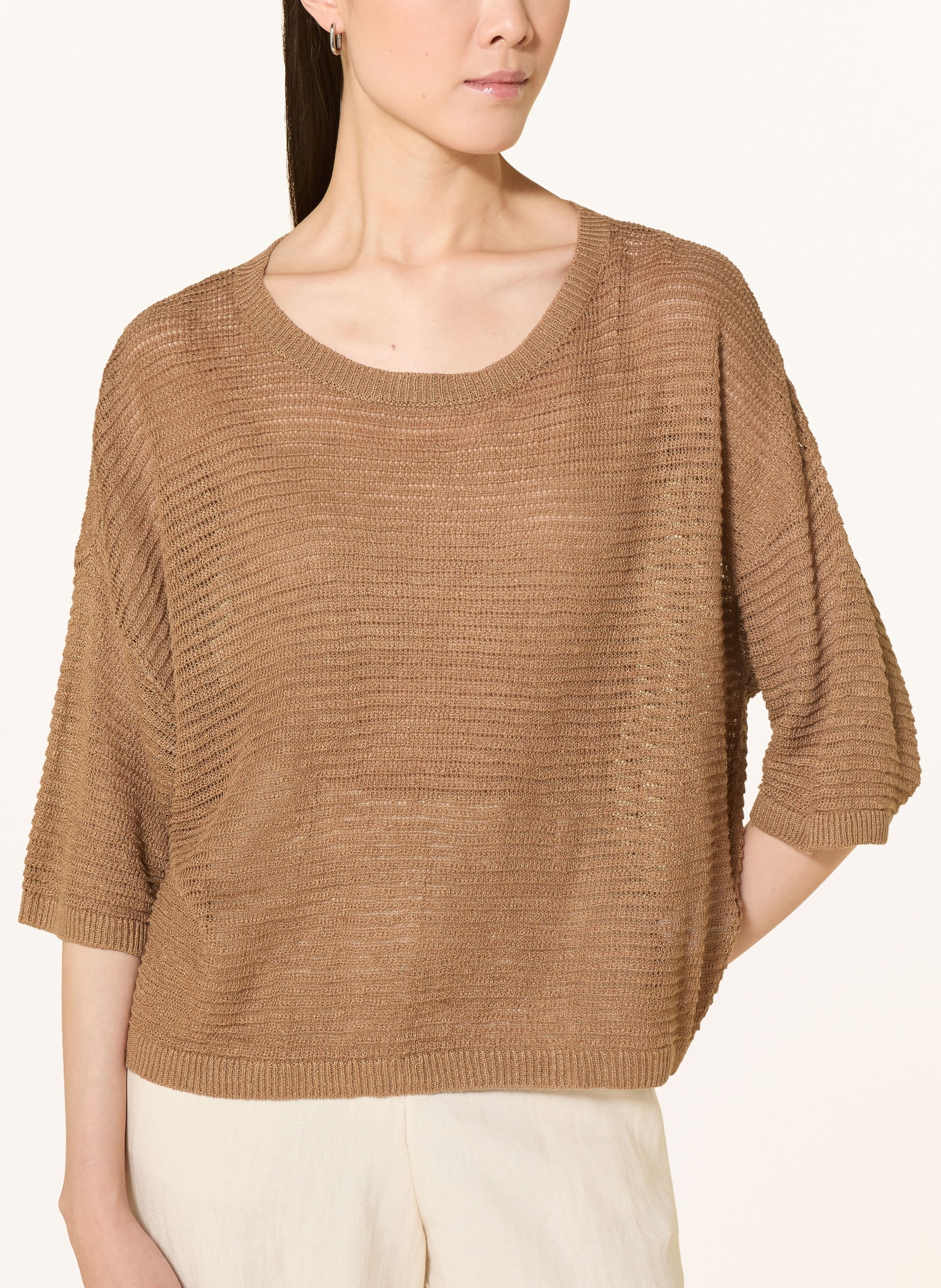 darling harbour T-shirt en lin tricoté: CAPPUCCINO
