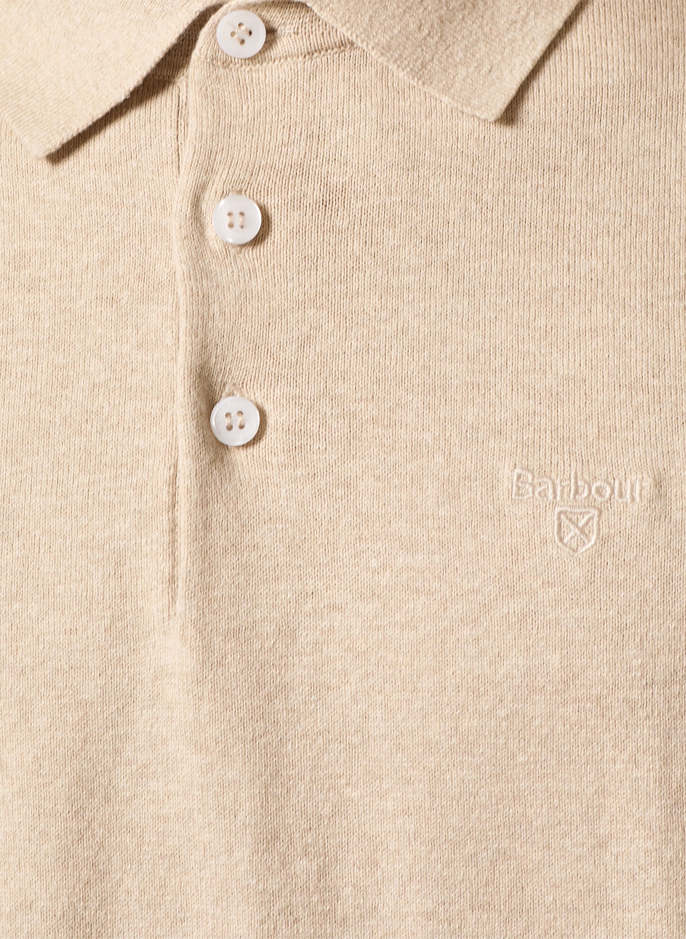Barbour MUSTON knitted polo shirt with linen: BEIGE