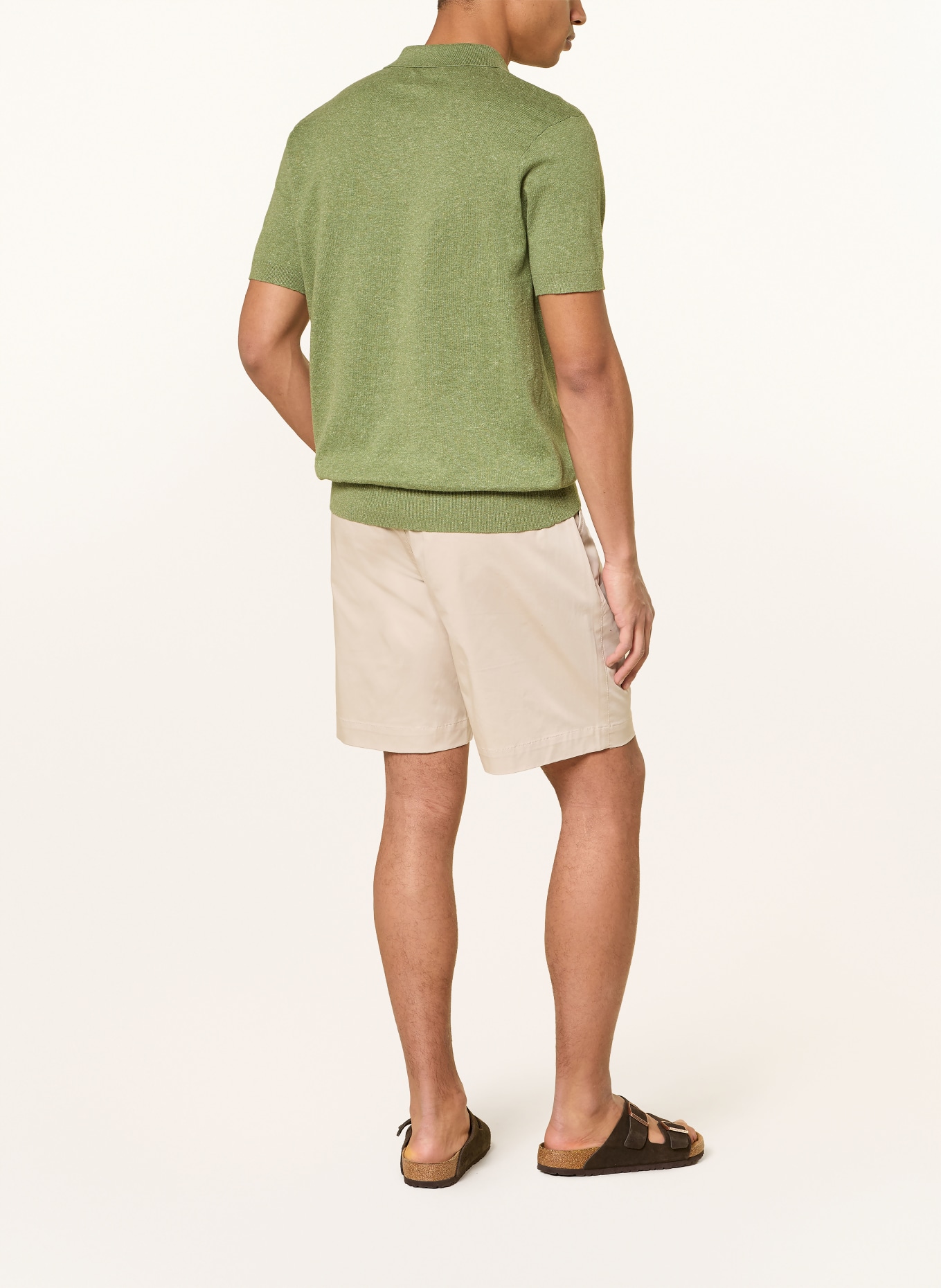 Barbour MUSTON knitted polo shirt with linen: LIGHT GREEN