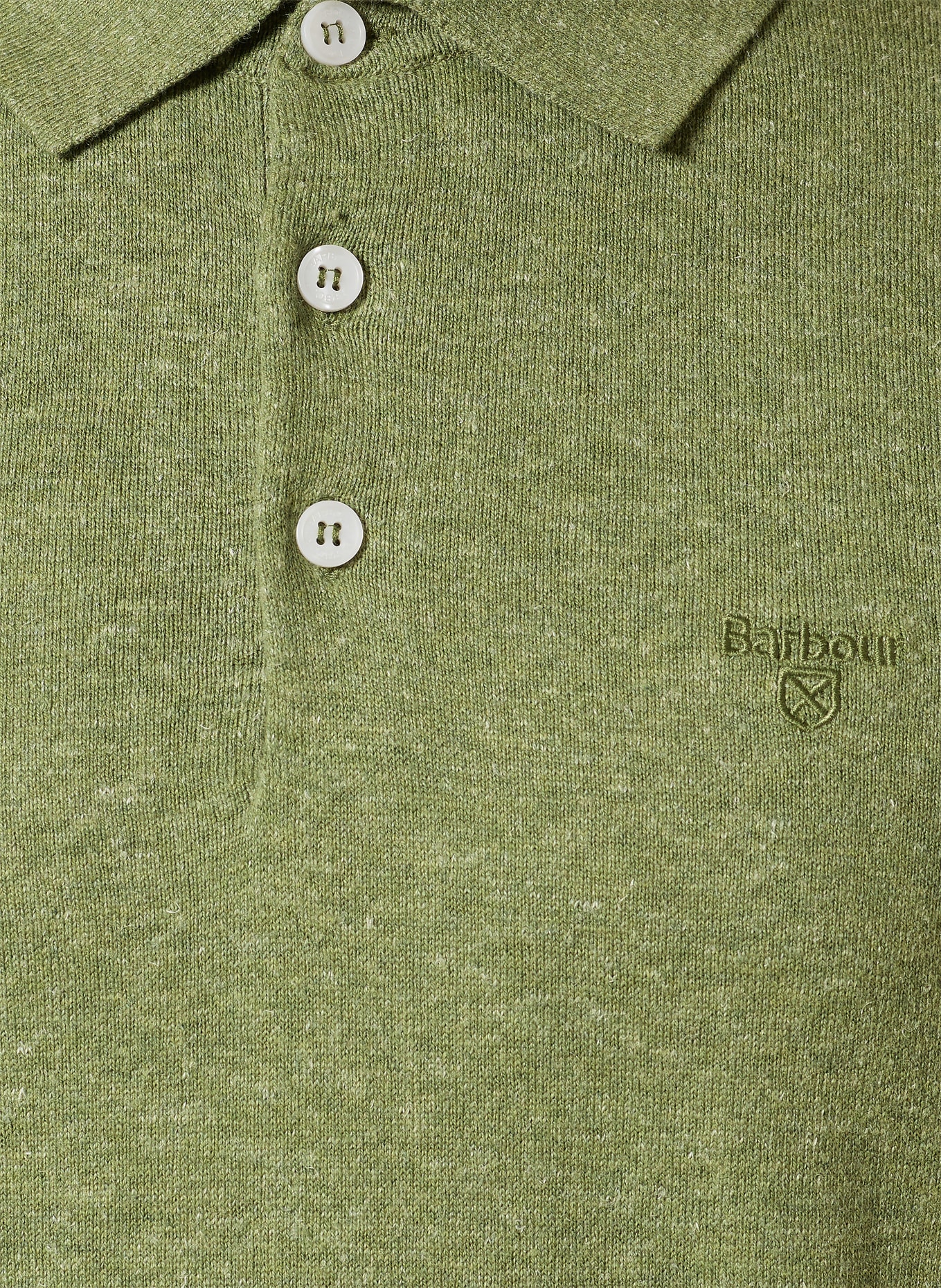 Barbour MUSTON knitted polo shirt with linen: LIGHT GREEN