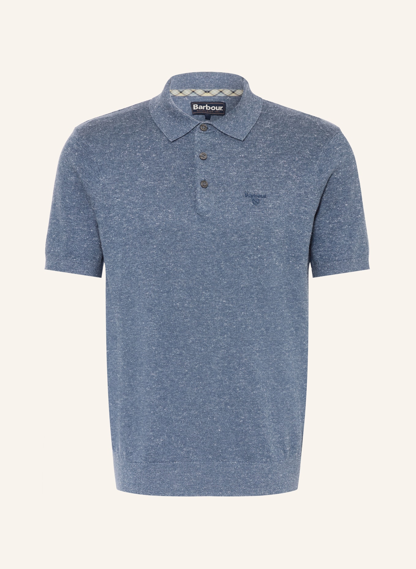 Barbour MUSTON knitted polo shirt with linen: BLUE GRAY