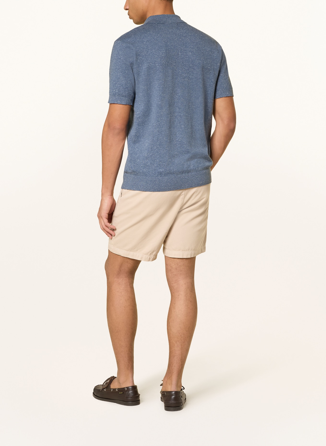 Barbour MUSTON knitted polo shirt with linen: BLUE GRAY