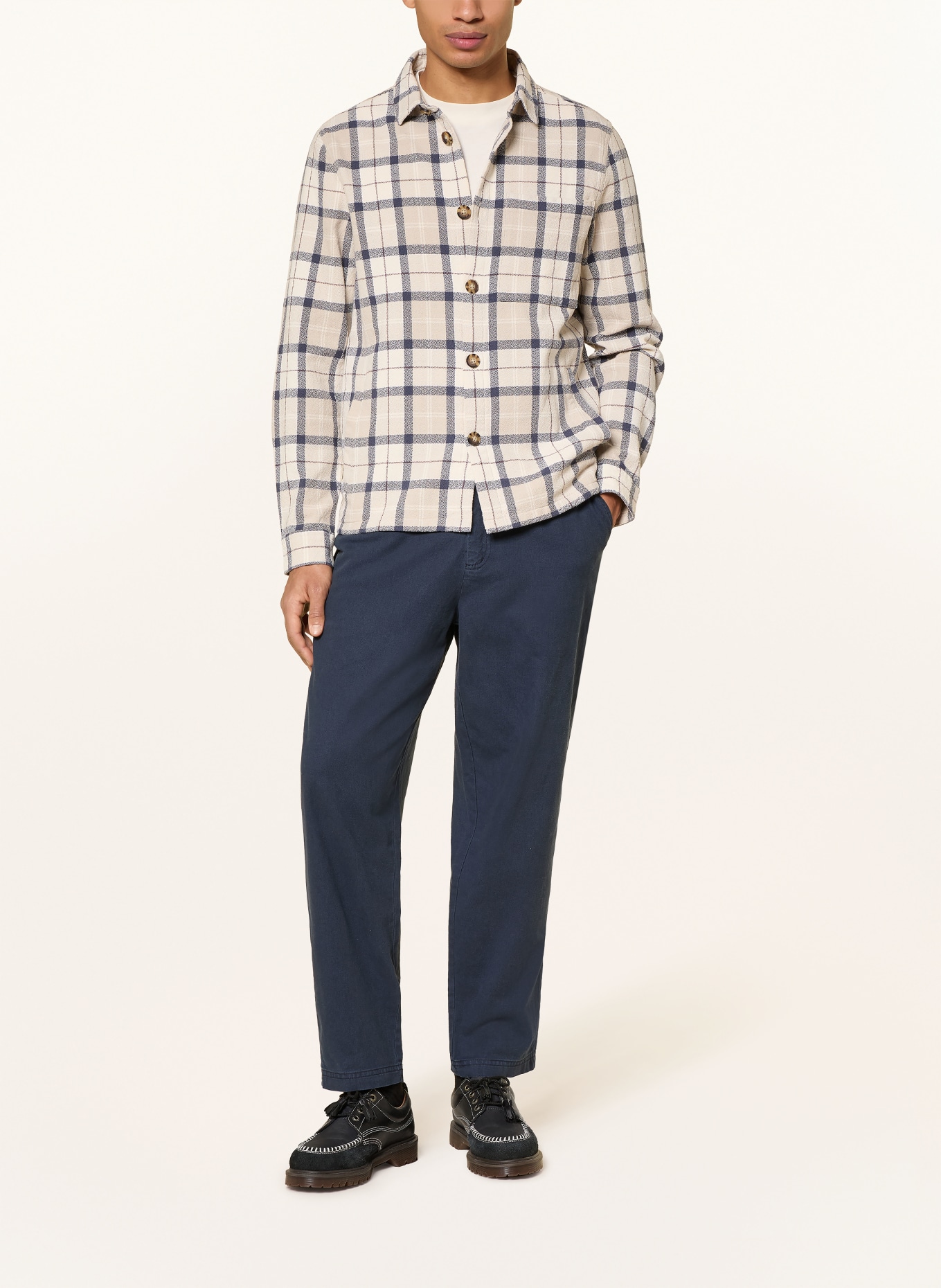 Barbour VENNEL overshirt: BEIGE / DARK BROWN / BLUE GRAY