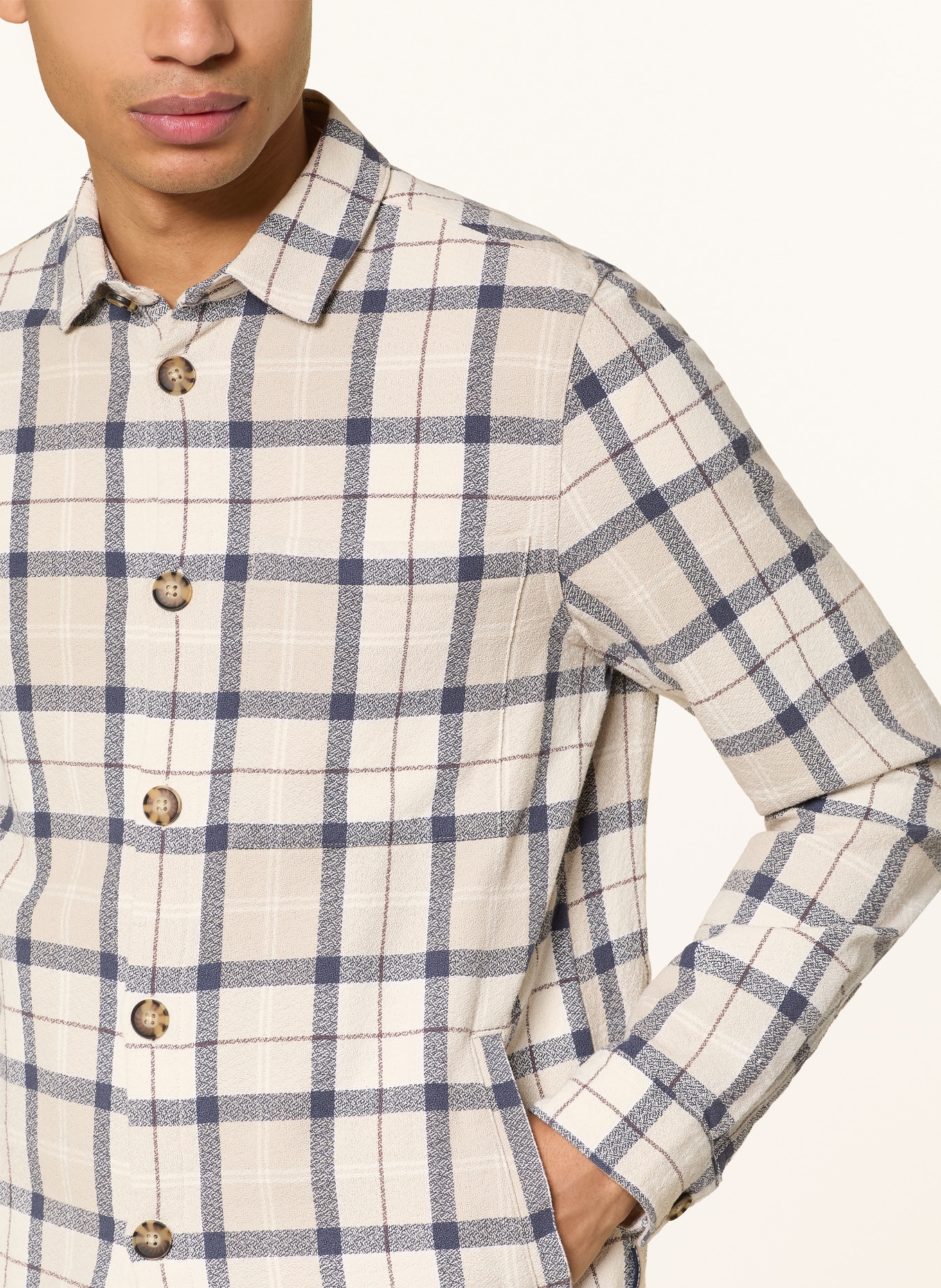 Barbour VENNEL overshirt: BEIGE / DARK BROWN / BLUE GRAY