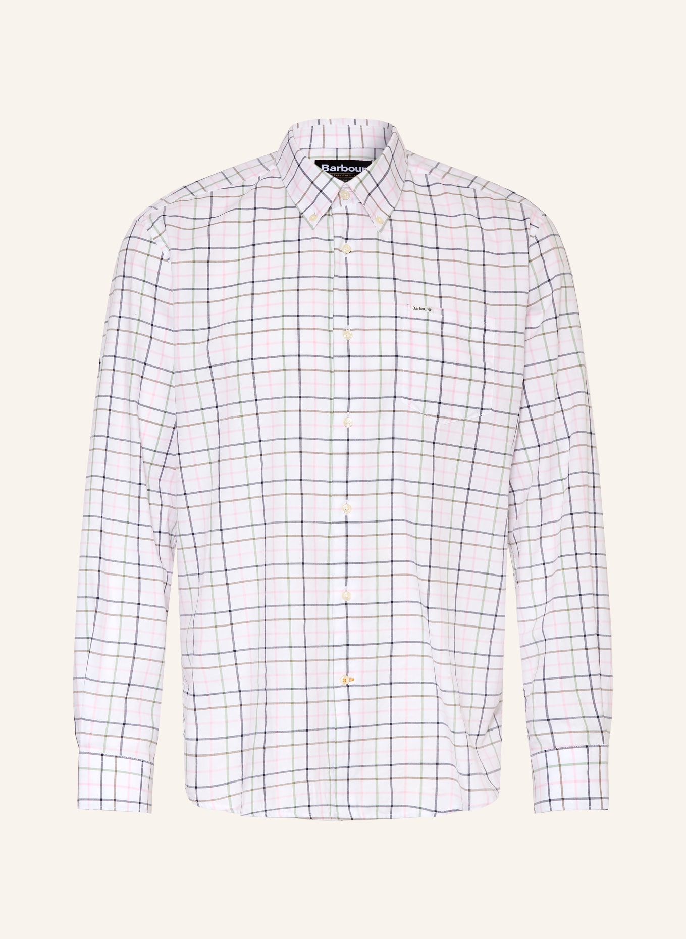 Barbour CASWELL Regular Fit Shirt: WHITE / PINK / GRAY