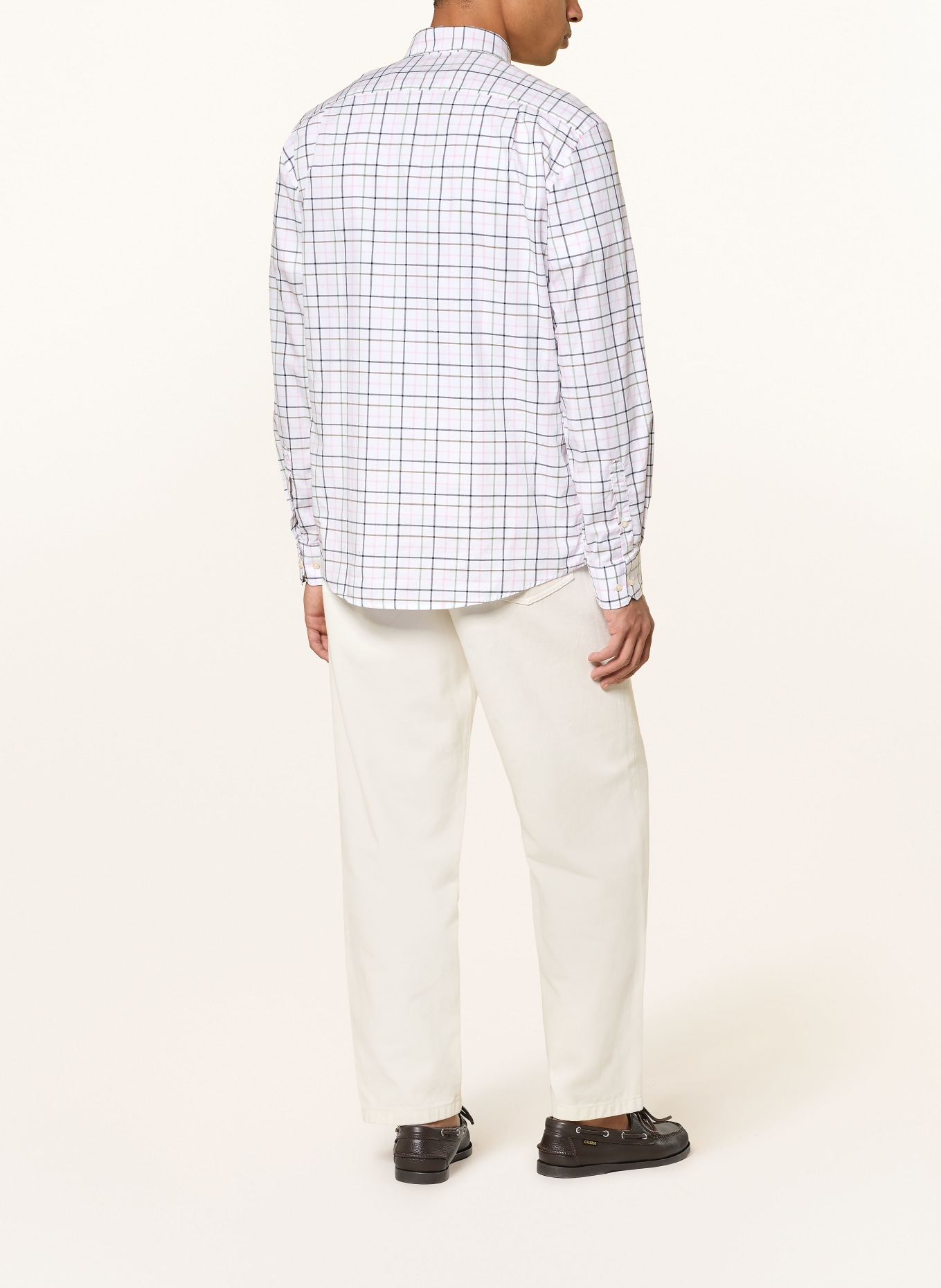 Barbour CASWELL Regular Fit Shirt: WHITE / PINK / GRAY