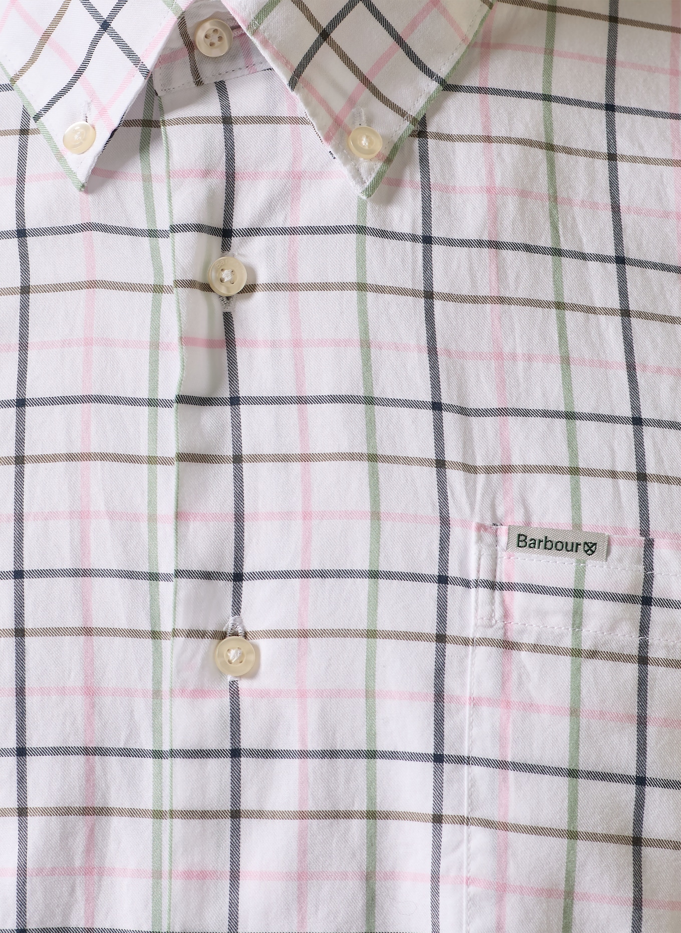 Barbour CASWELL Regular Fit Shirt: WHITE / PINK / GRAY