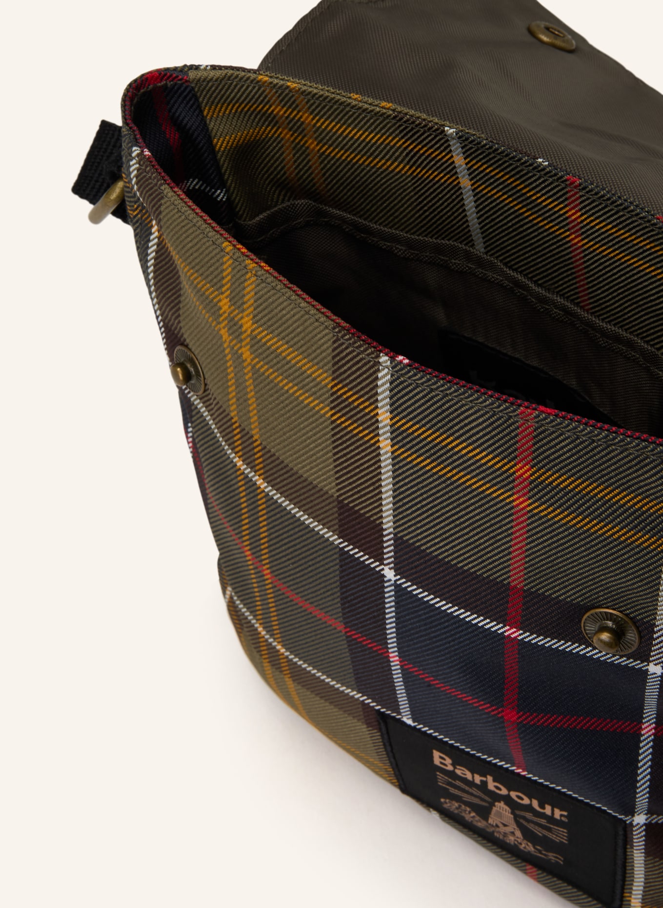 Barbour TORRIDON shoulder bag: OLIVE / DARK BROWN / ORANGE