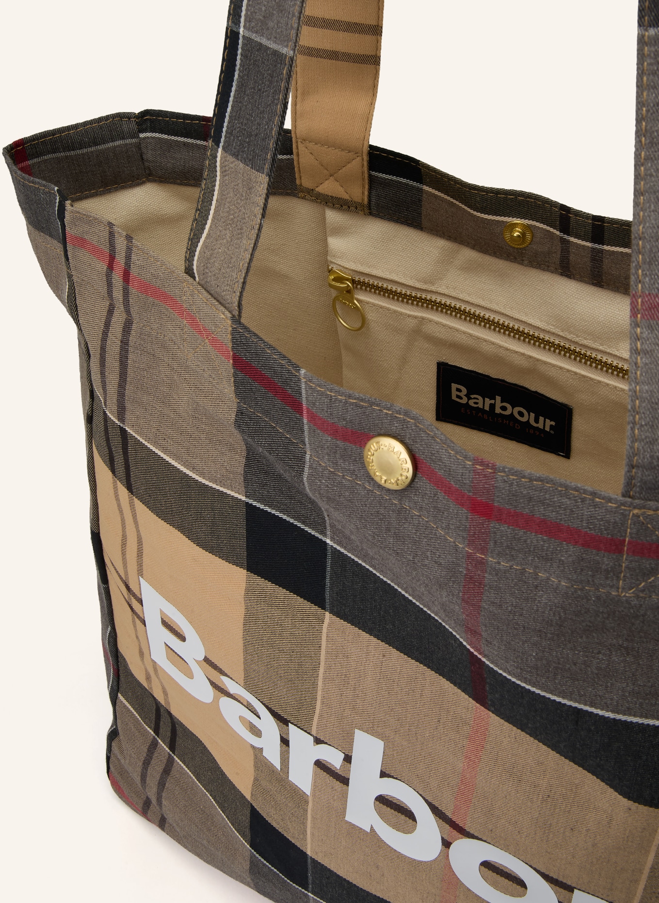 Barbour Shopper TELFIELD: BEIGE / ROT / SCHWARZ