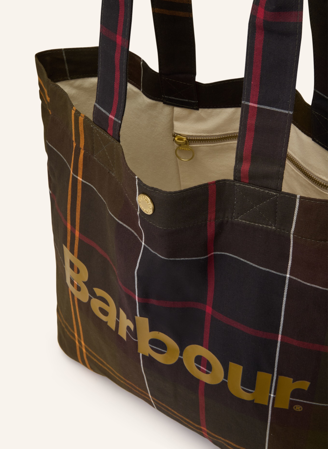 Barbour Shopper TELFIELD: KHAKI / HELLBRAUN / DUNKELBLAU