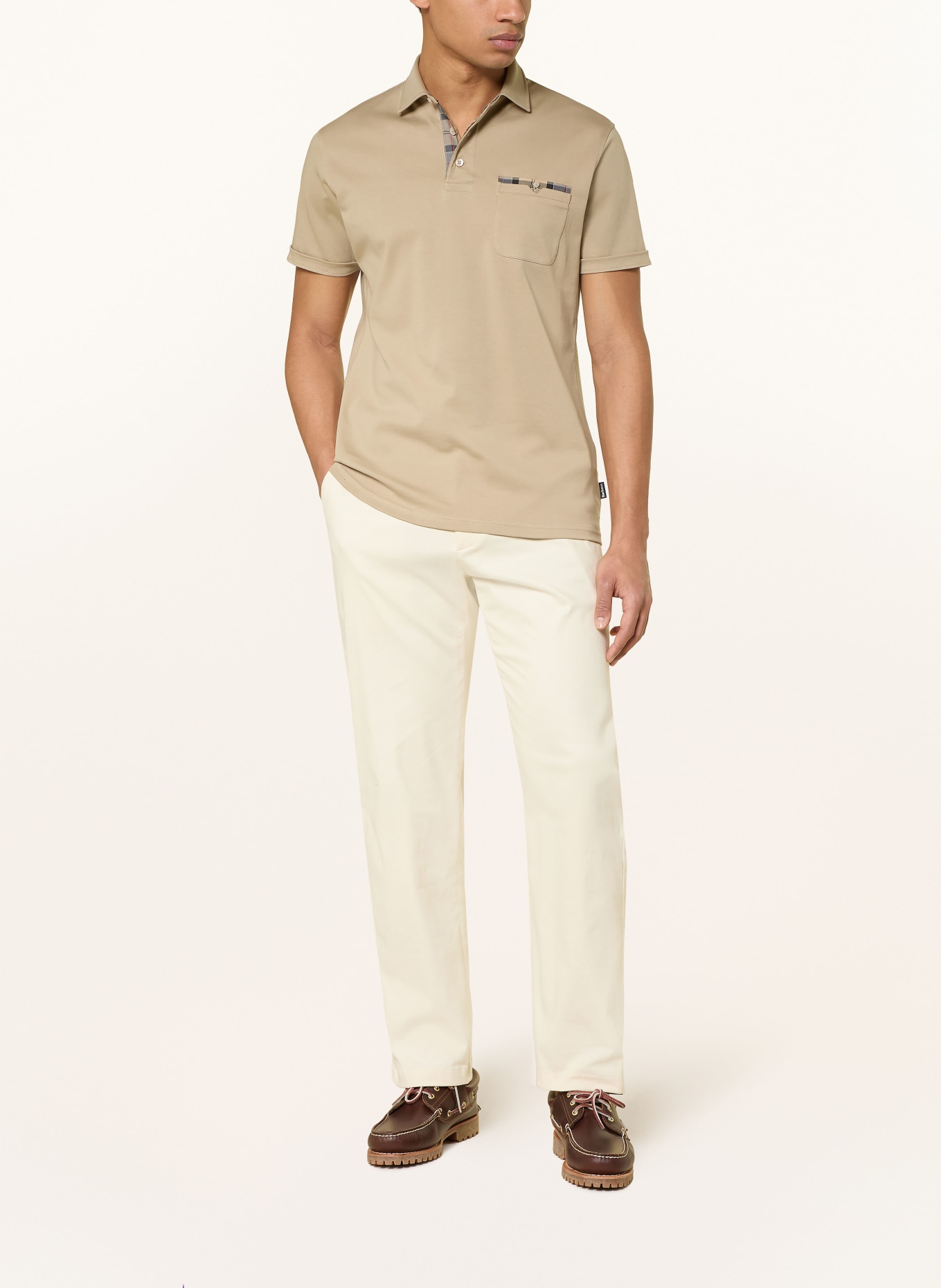 Barbour Jerseyové polo tričko PREM: VELBLOUDÍ / ŠEDÁ / ČERNÁ