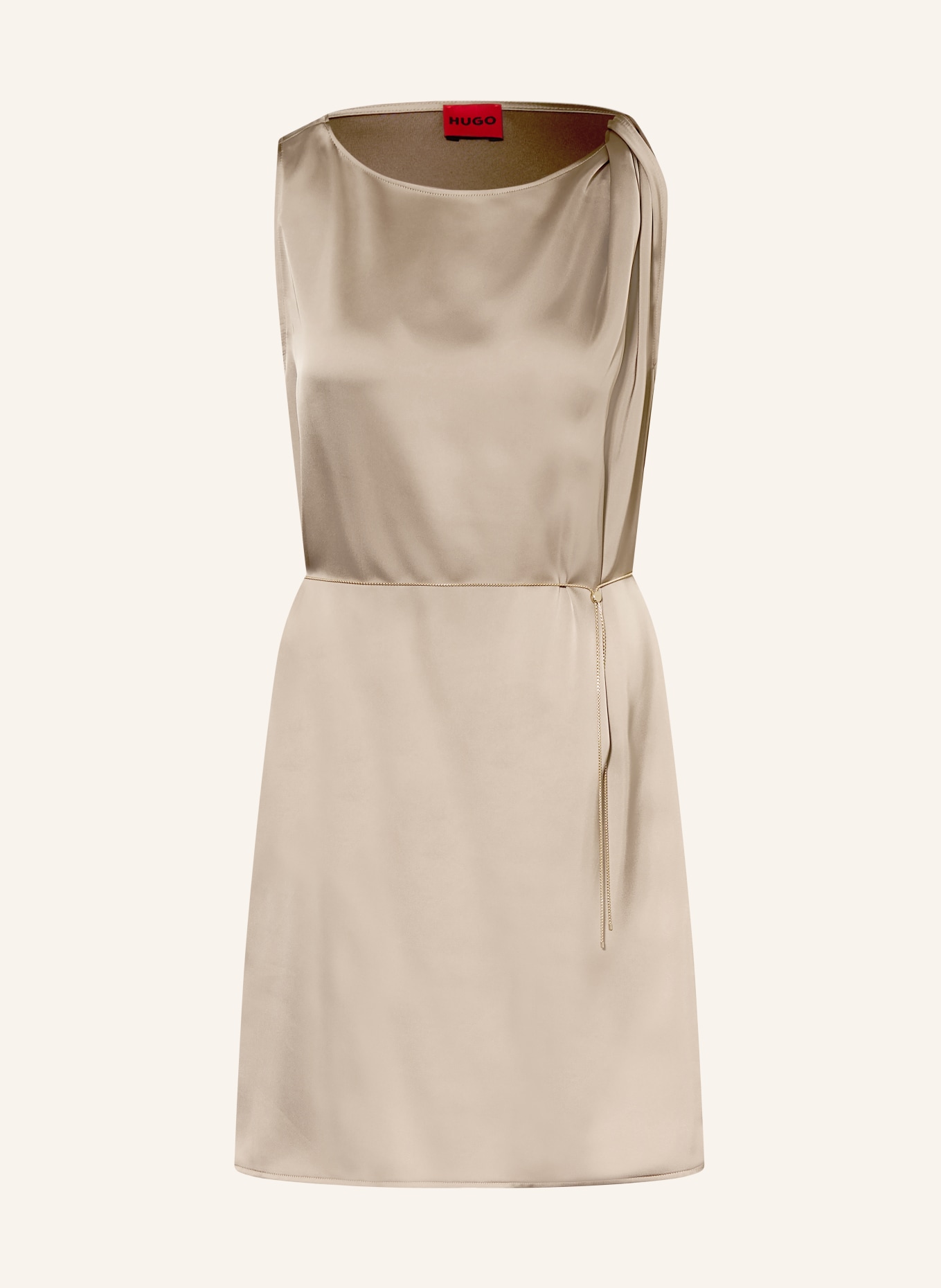 HUGO KOBERI satin shift dress: BEIGE