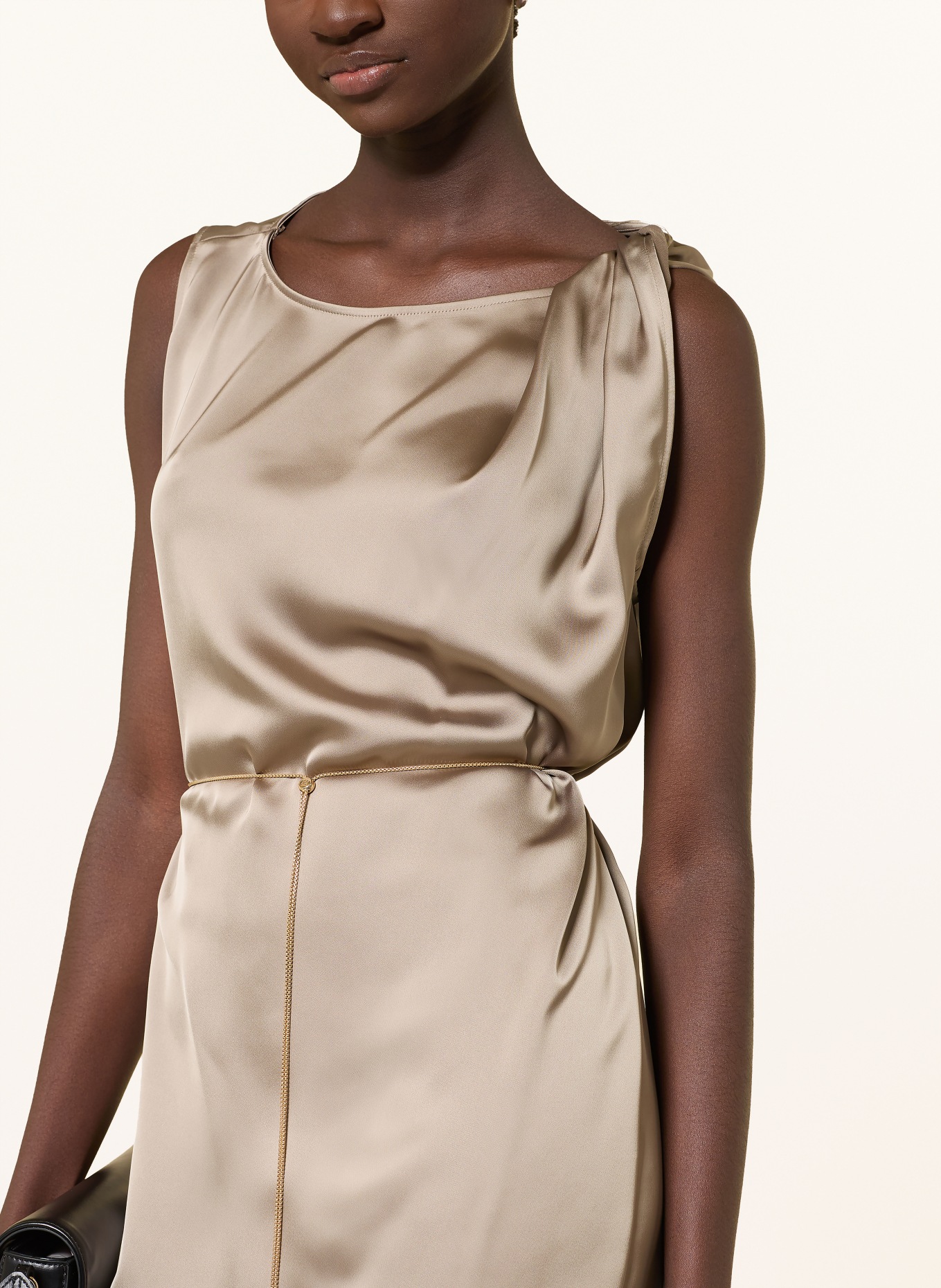 HUGO KOBERI satin shift dress: BEIGE