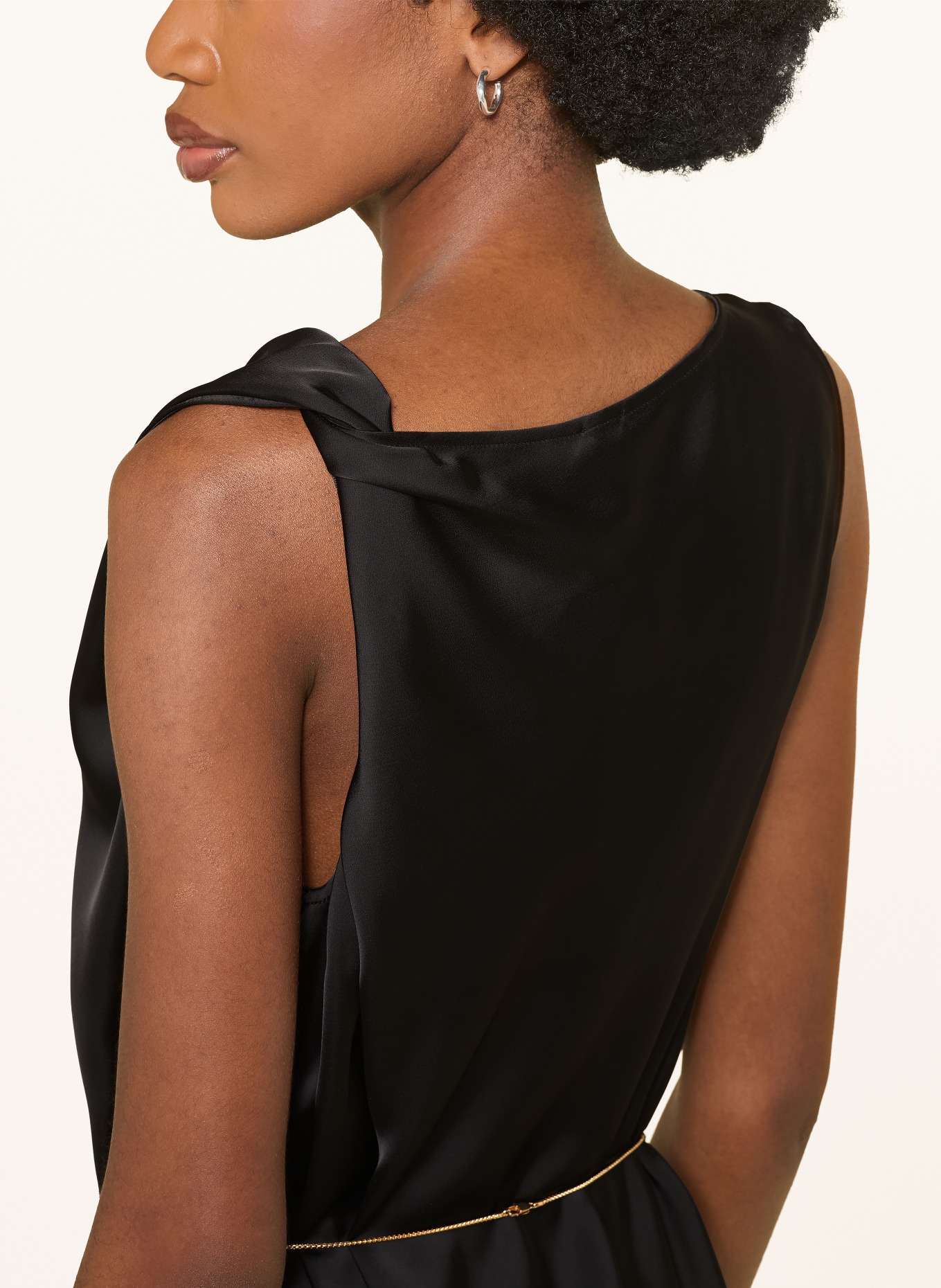 HUGO KOBERI satin shift dress: BLACK