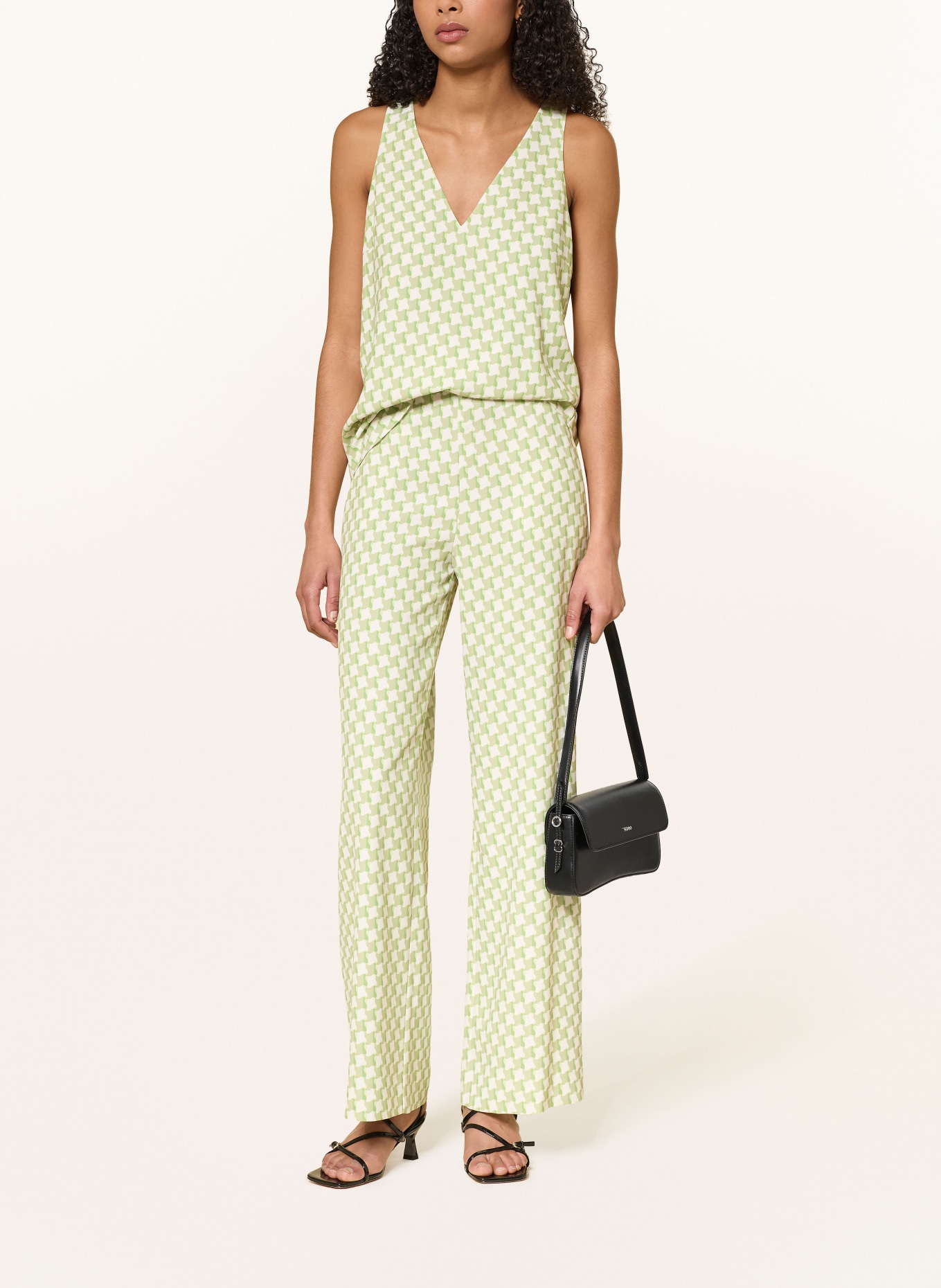 HUGO Spodnie Marlene HASELI: BIAŁY / JASNOZIELONY