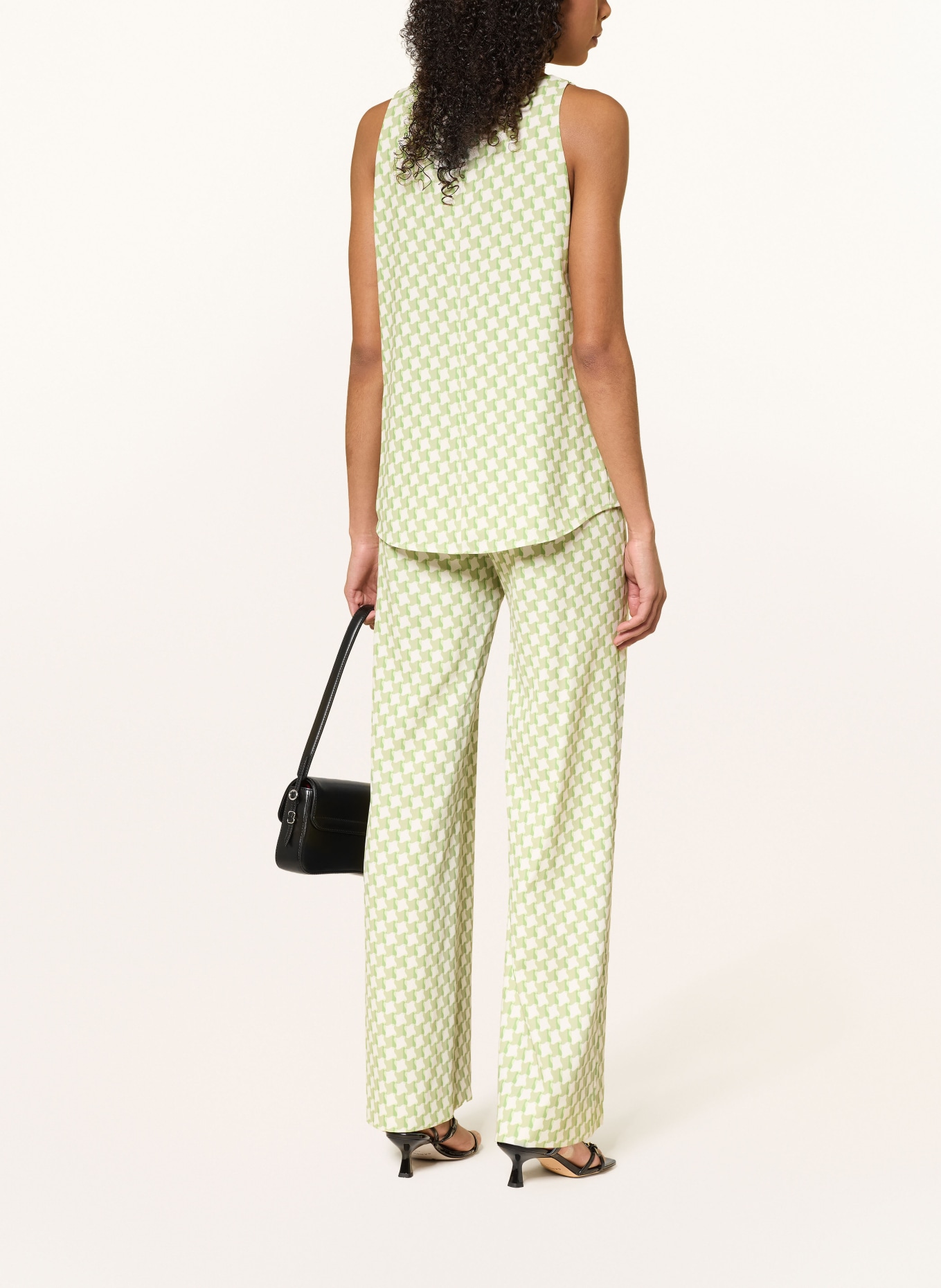 HUGO Spodnie Marlene HASELI: BIAŁY / JASNOZIELONY