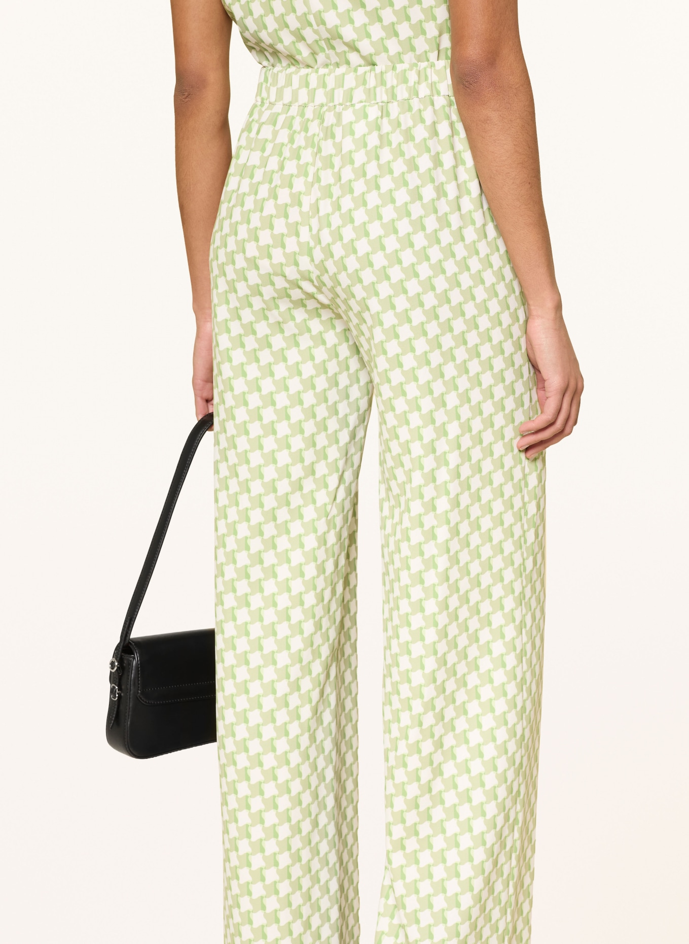 HUGO Spodnie Marlene HASELI: BIAŁY / JASNOZIELONY