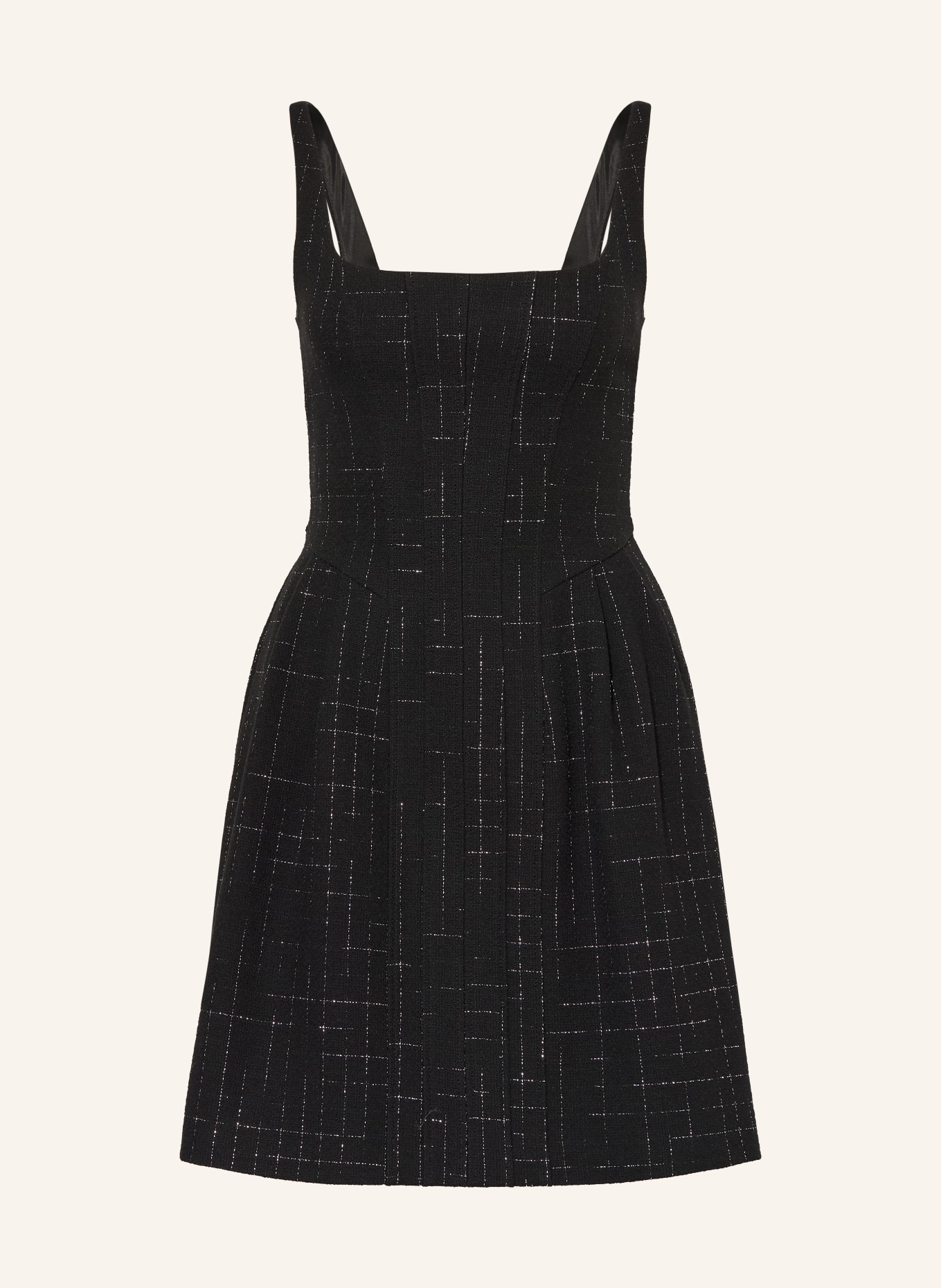 HUGO Bouclé šaty KUMINAL: ČERNÁ / STŘÍBRNÁ