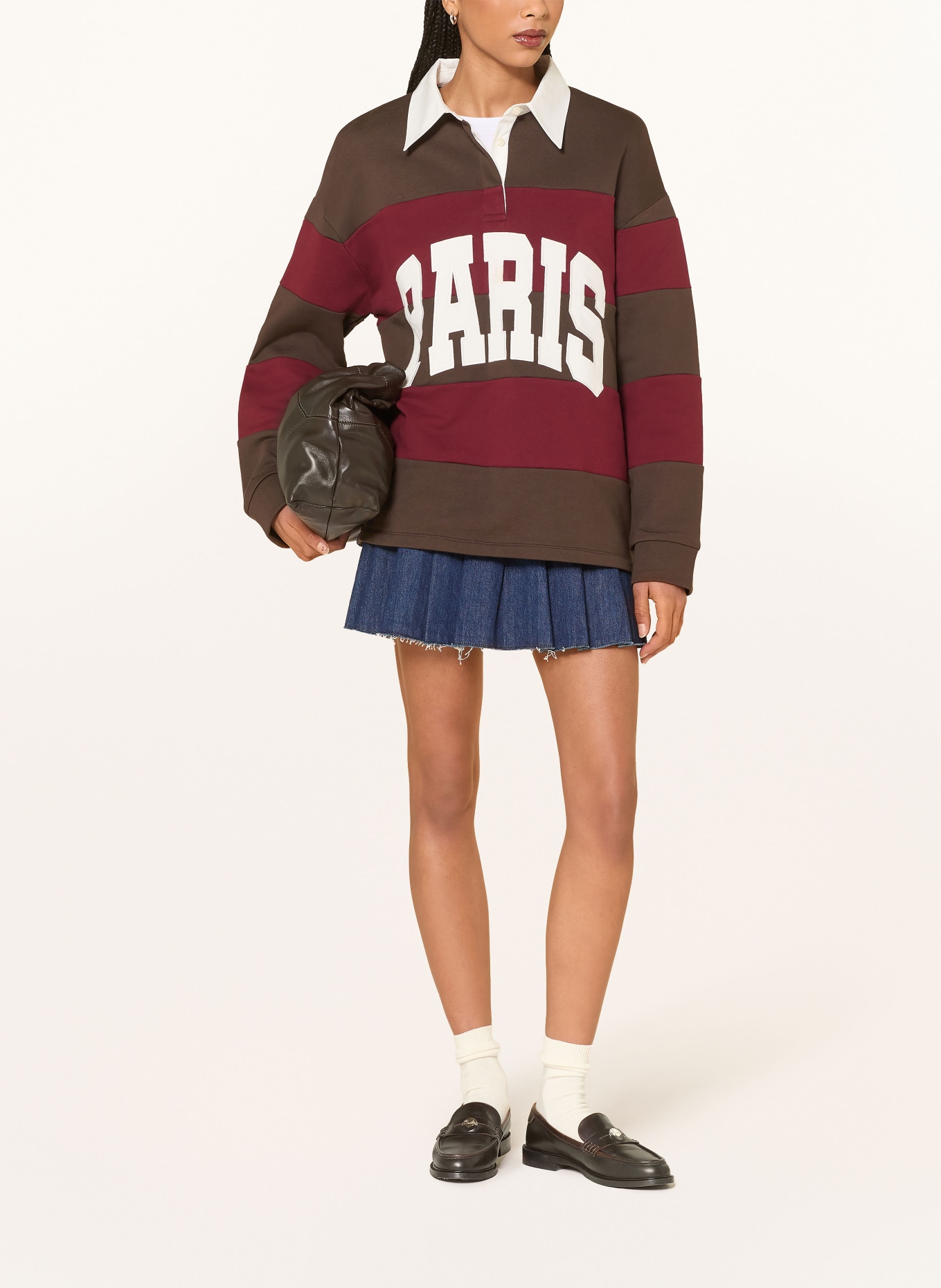 MRS & HUGS Jerseyové polo tričko: TMAVĚ ČERVENÁ / HNĚDÁ / KRÉMOVÁ