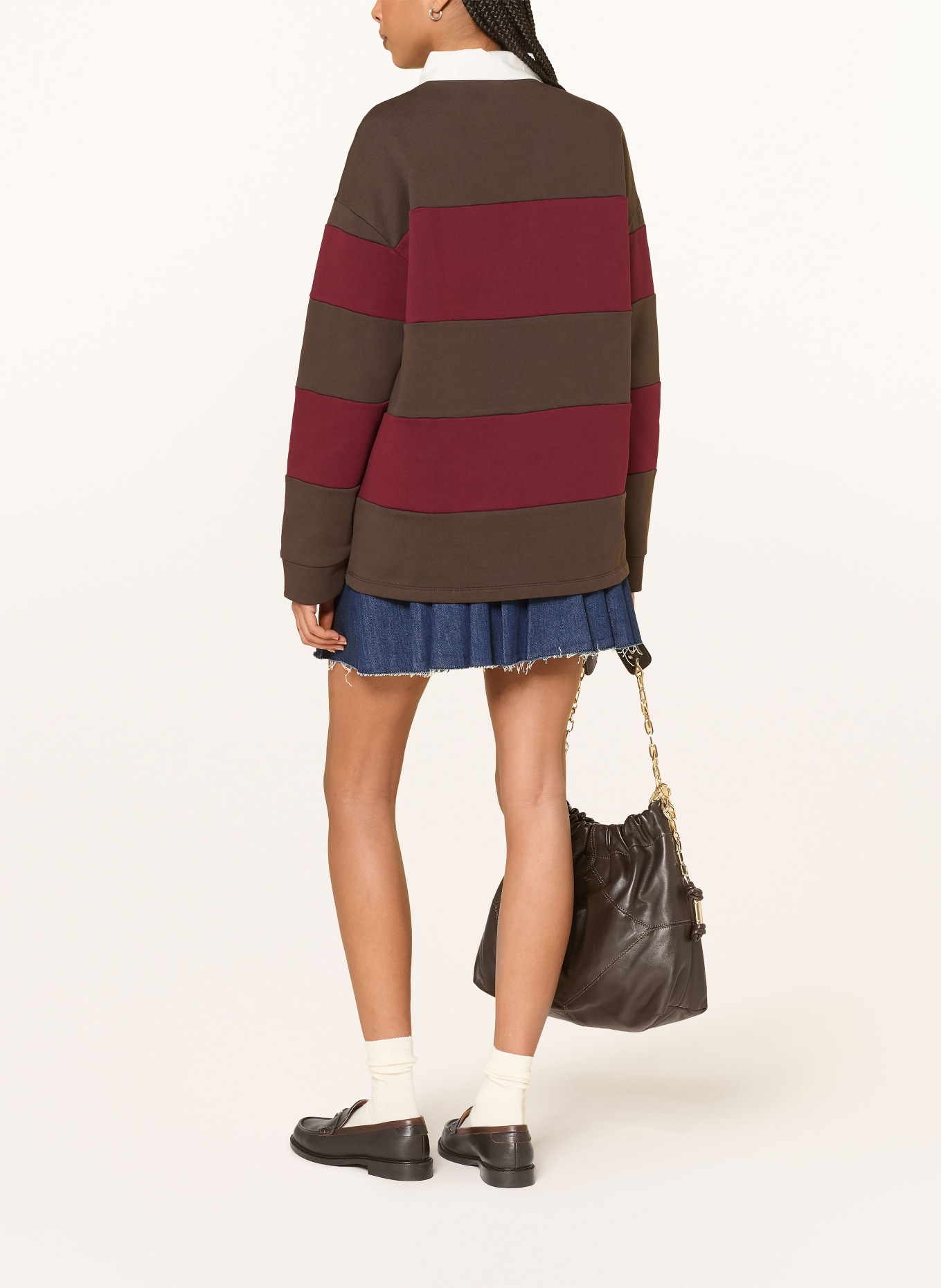 MRS & HUGS Jerseyové polo tričko: TMAVĚ ČERVENÁ / HNĚDÁ / KRÉMOVÁ