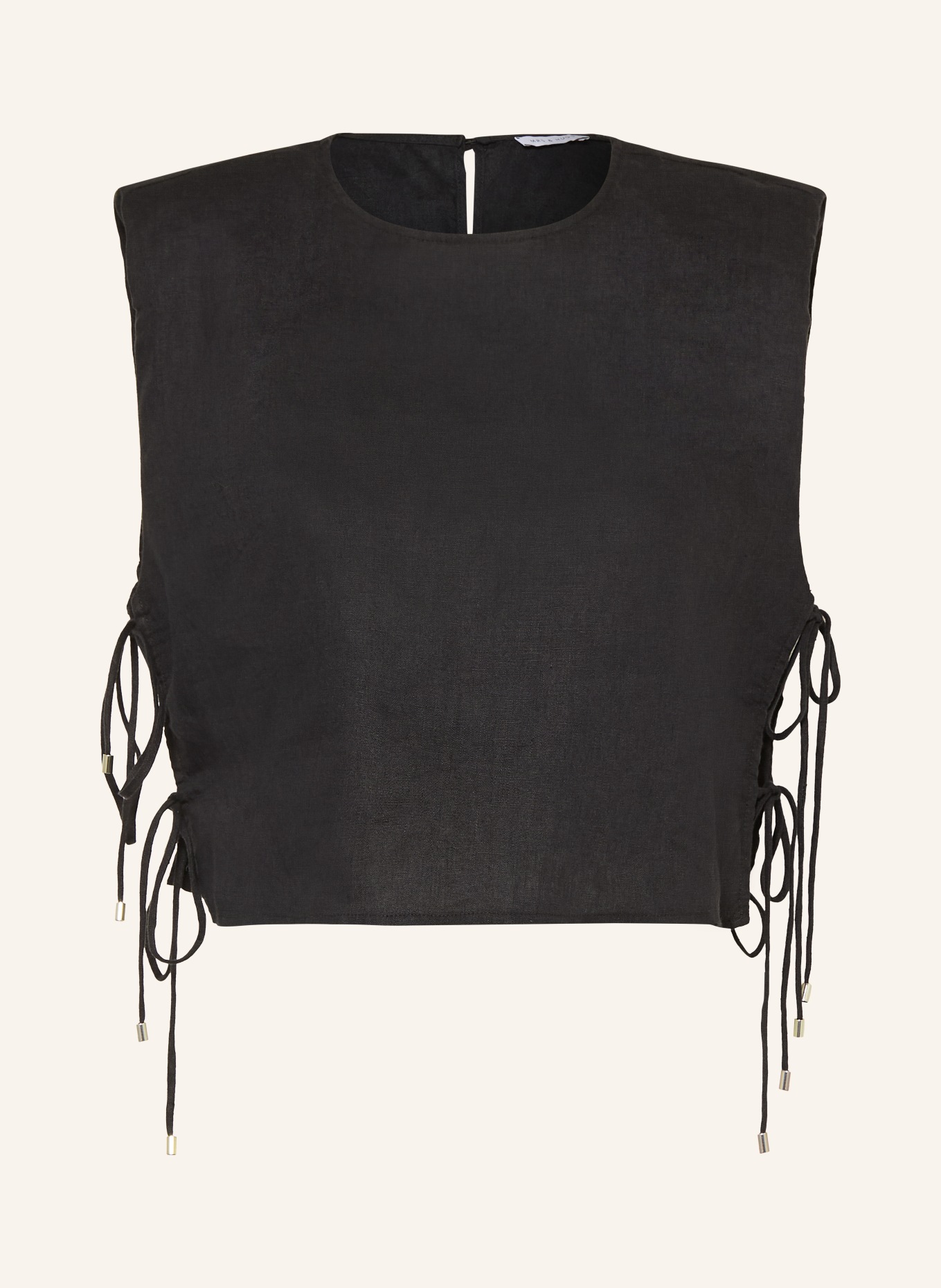 MRS & HUGS Cropped-Shirt aus Leinen: SCHWARZ